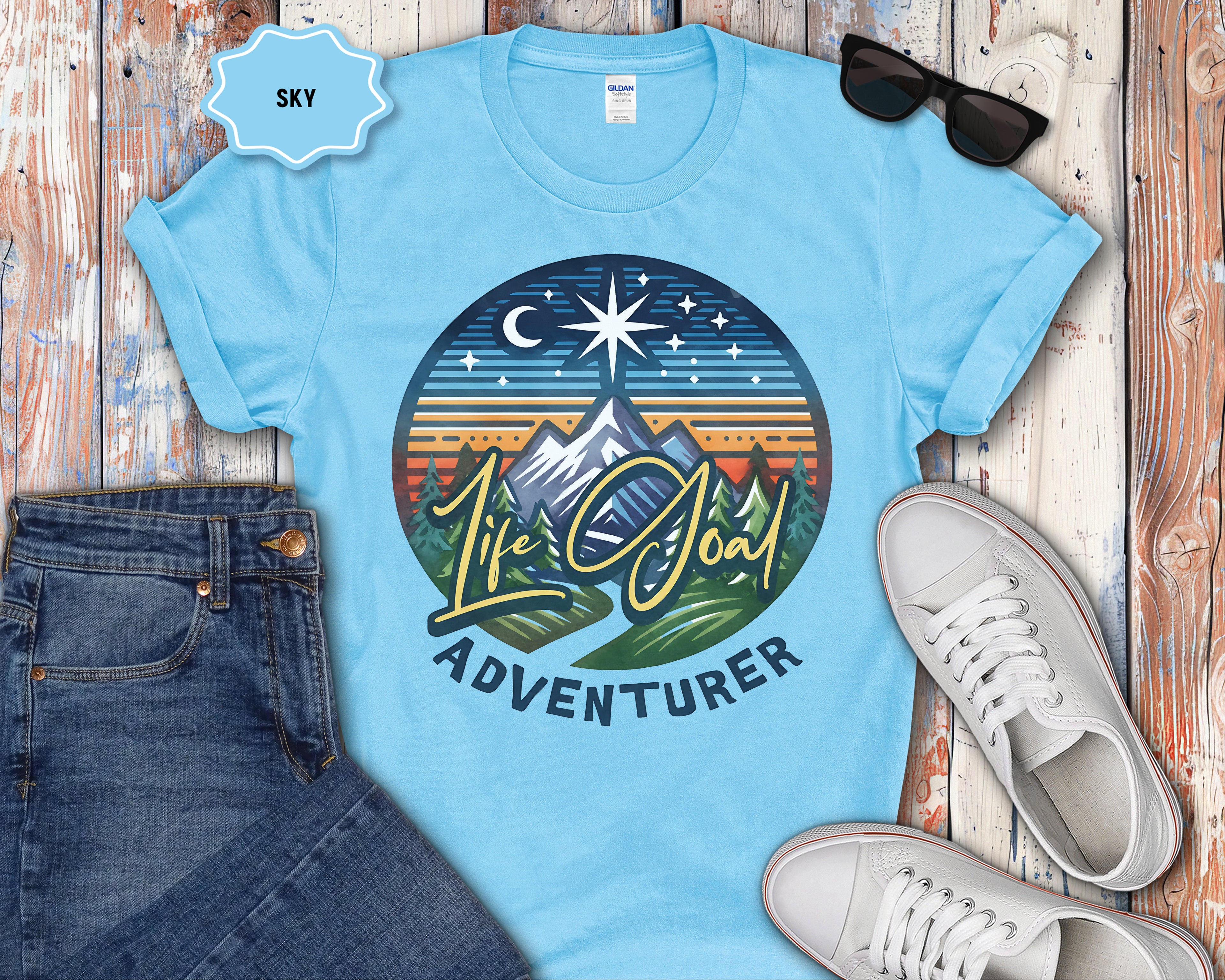 Life Goal Adventurer Camping Mountains T-Shirt