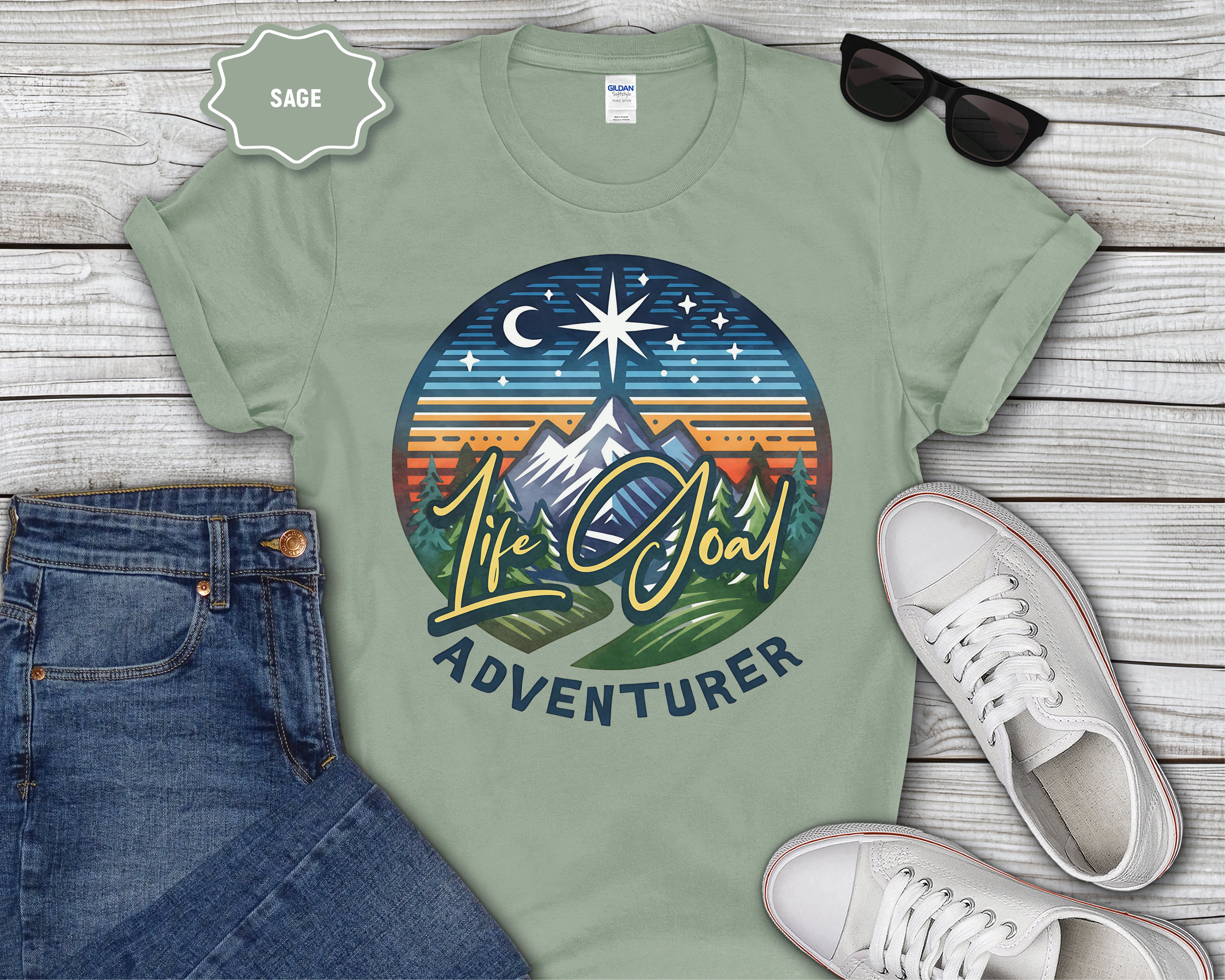 Life Goal Adventurer Camping Mountains T-Shirt