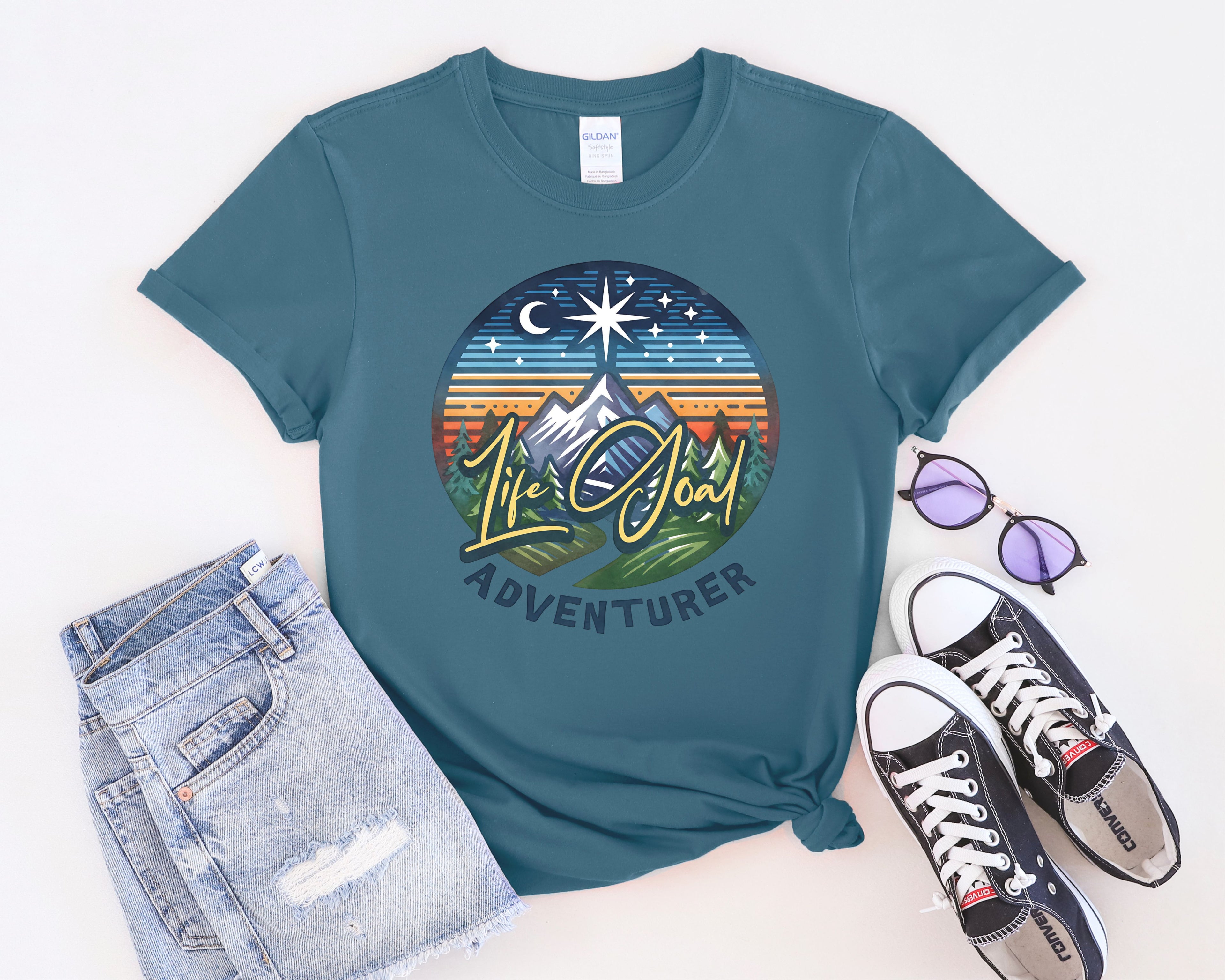 Life Goal Adventurer Camping Mountains T-Shirt
