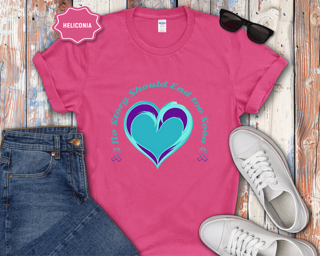Blue Teal Heart Graphic T-Shirt