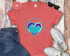 Blue Teal Heart Graphic T-Shirt