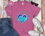 Blue Teal Heart Graphic T-Shirt