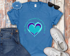 Blue Teal Heart Graphic T-Shirt