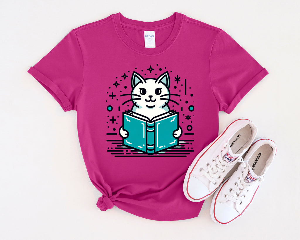 Artsy Cat Reading a Book T-Shirt