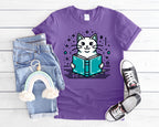 Artsy Cat Reading a Book T-Shirt