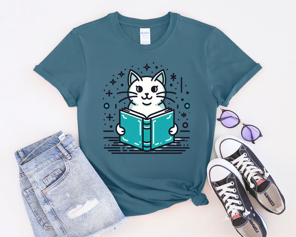 Artsy Cat Reading a Book T-Shirt
