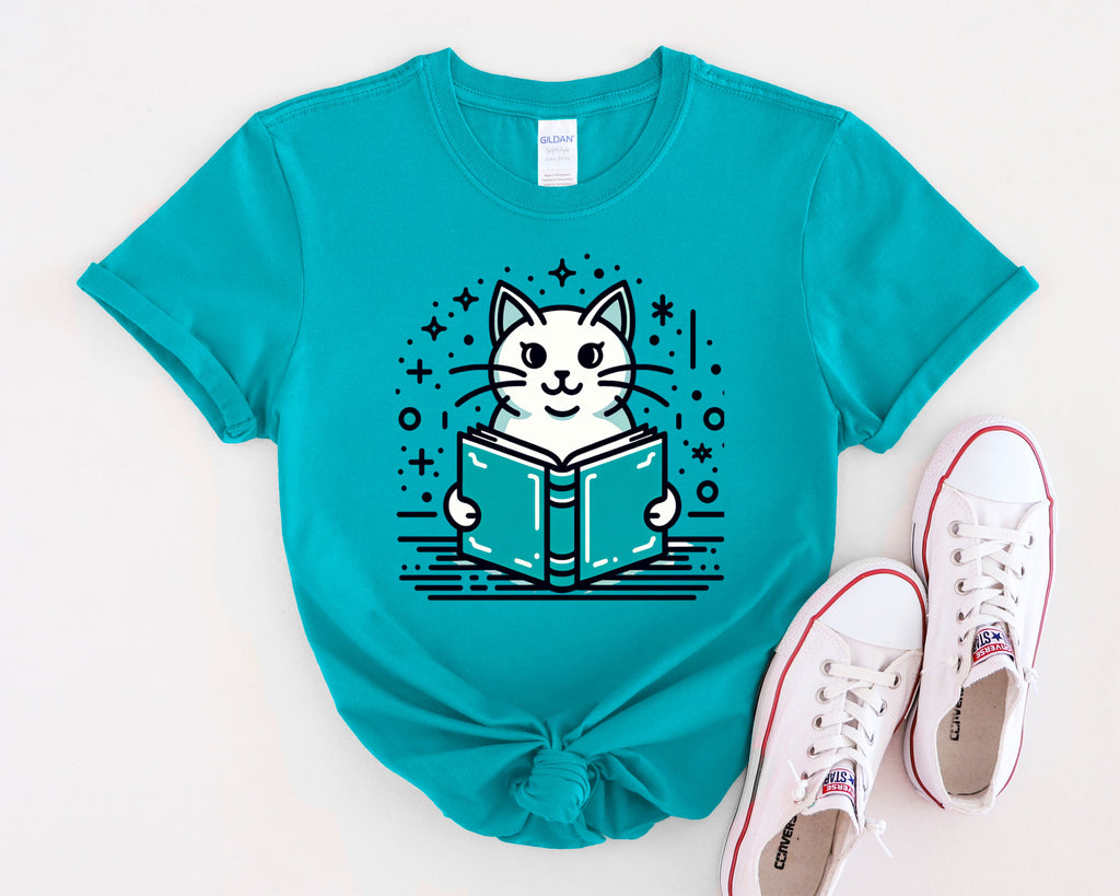 Artsy Cat Reading a Book T-Shirt