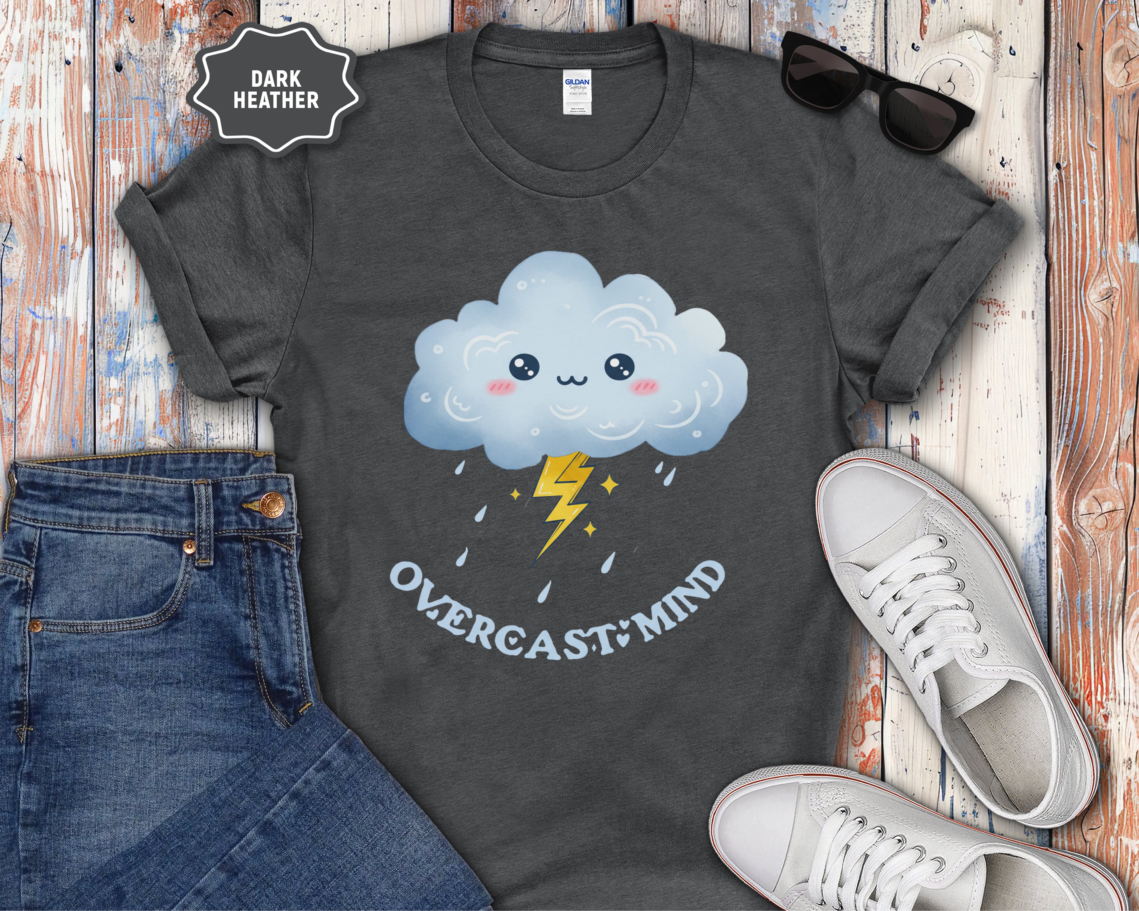 Ovecast Mind Kawaii Cloud with Lightning T-Shirt
