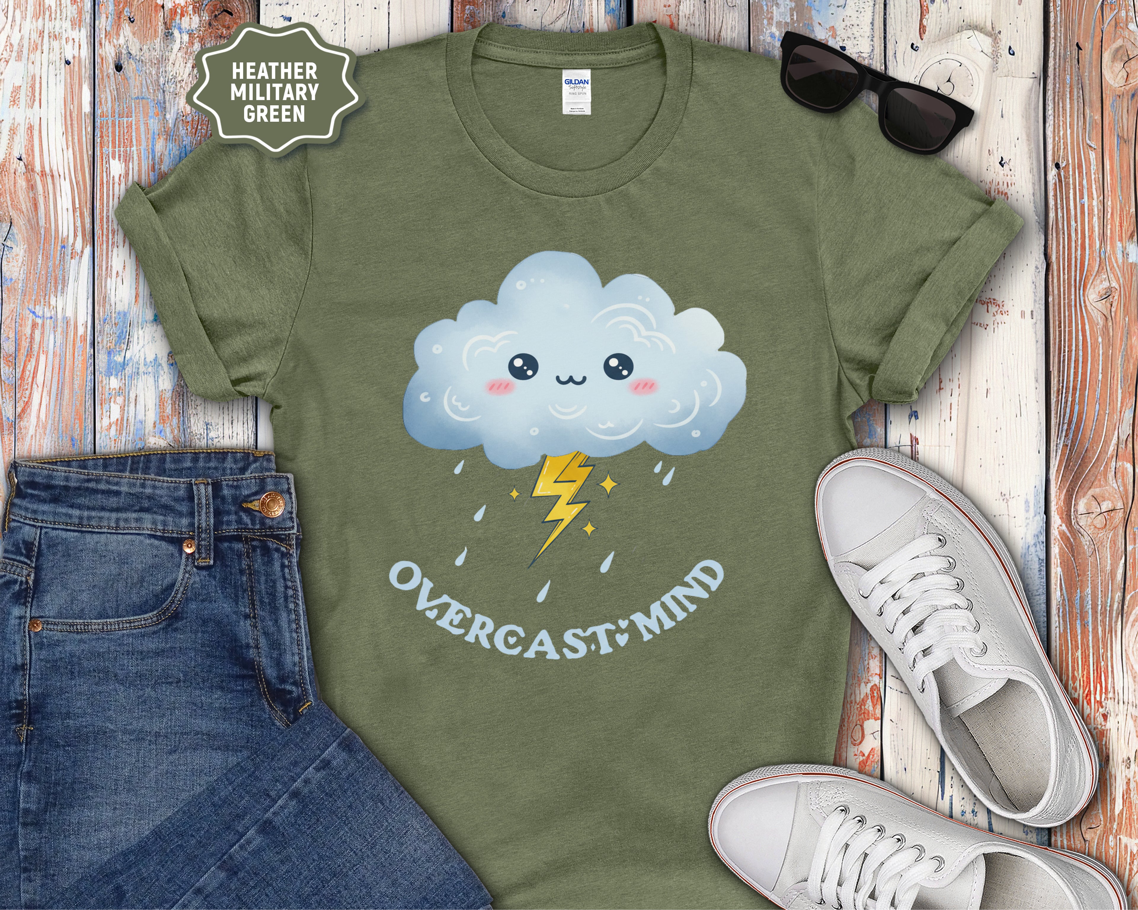 Ovecast Mind Kawaii Cloud with Lightning T-Shirt