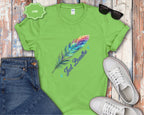 Watercolor Rainbow Feather Just Breathe T-Shirt