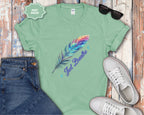 Watercolor Rainbow Feather Just Breathe T-Shirt