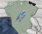 Watercolor Rainbow Feather Just Breathe T-Shirt
