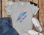 Watercolor Rainbow Feather Just Breathe T-Shirt