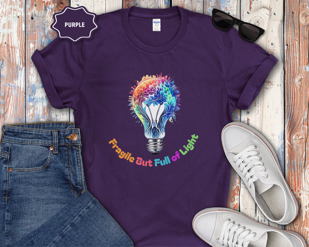 Fragile But Full of Light Rainbow Floral Lightbulb T-Shirt
