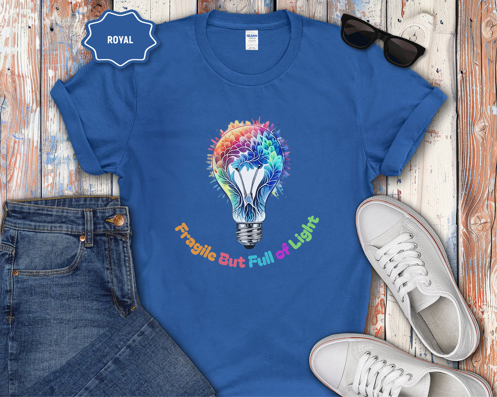 Fragile But Full of Light Rainbow Floral Lightbulb T-Shirt
