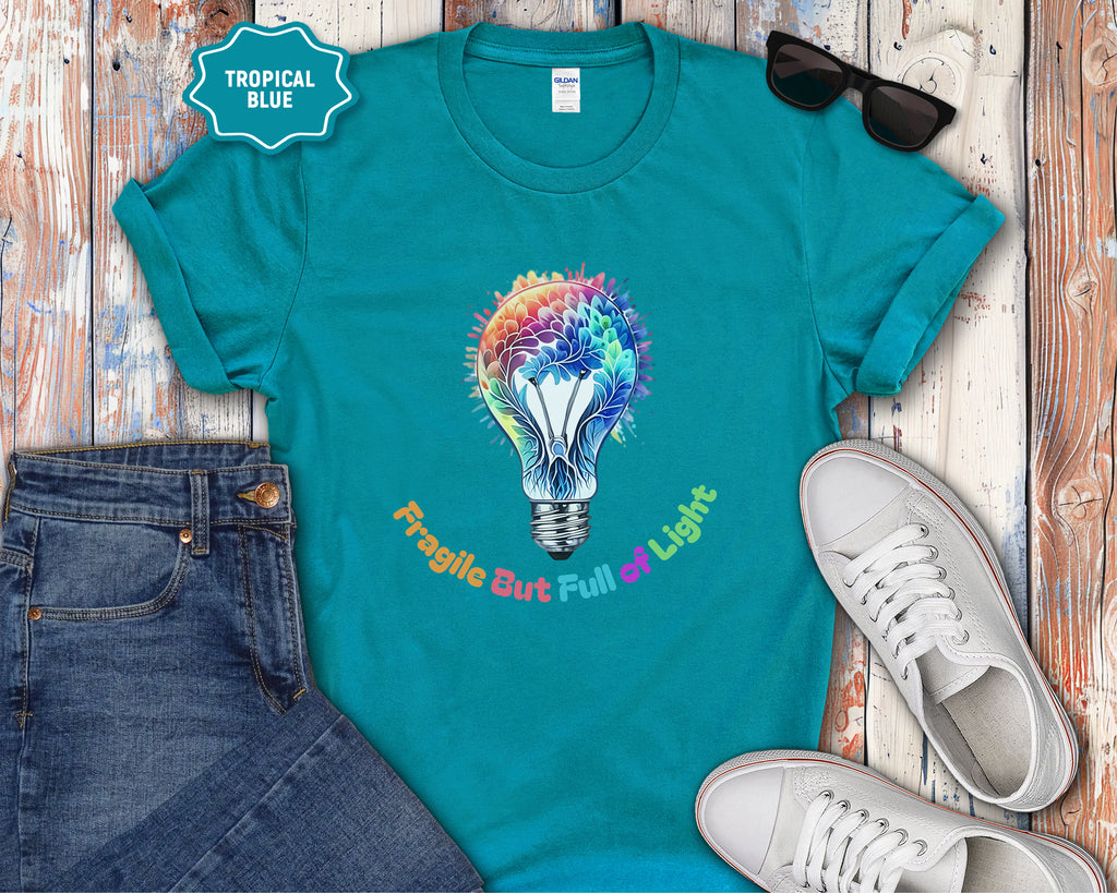 Fragile But Full of Light Rainbow Floral Lightbulb T-Shirt