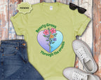 Beauty Grows Through the Cracks Floral Heart T-Shirt