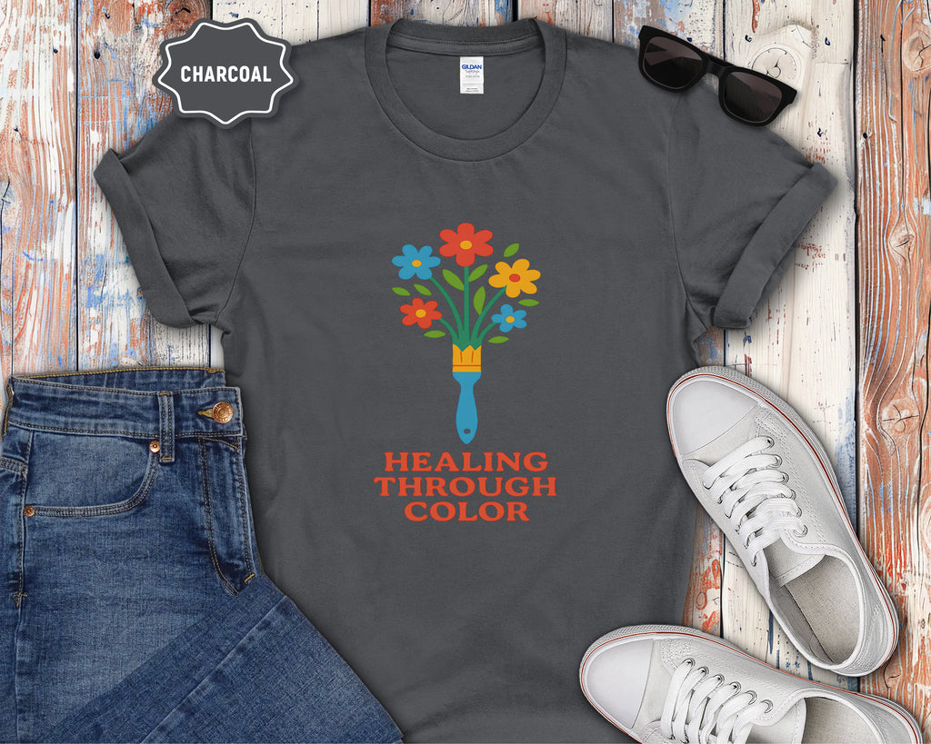 Healing Through Color Paintbrush Bouquet T-Shirt