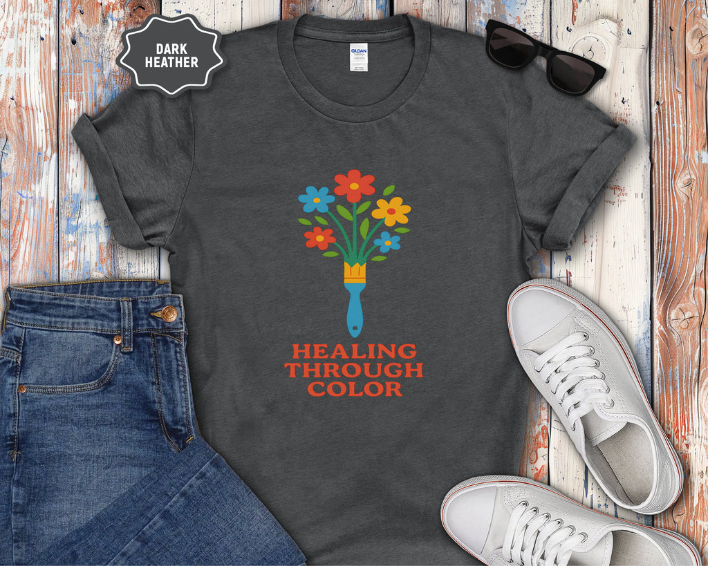 Healing Through Color Paintbrush Bouquet T-Shirt