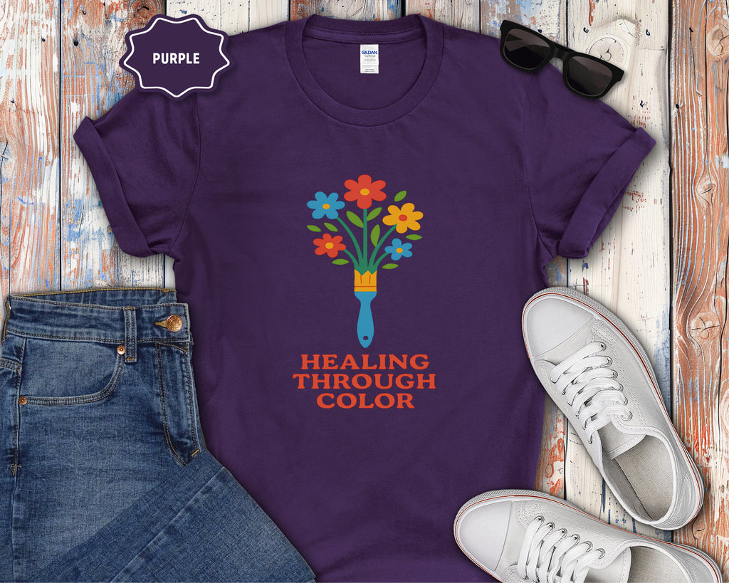 Healing Through Color Paintbrush Bouquet T-Shirt