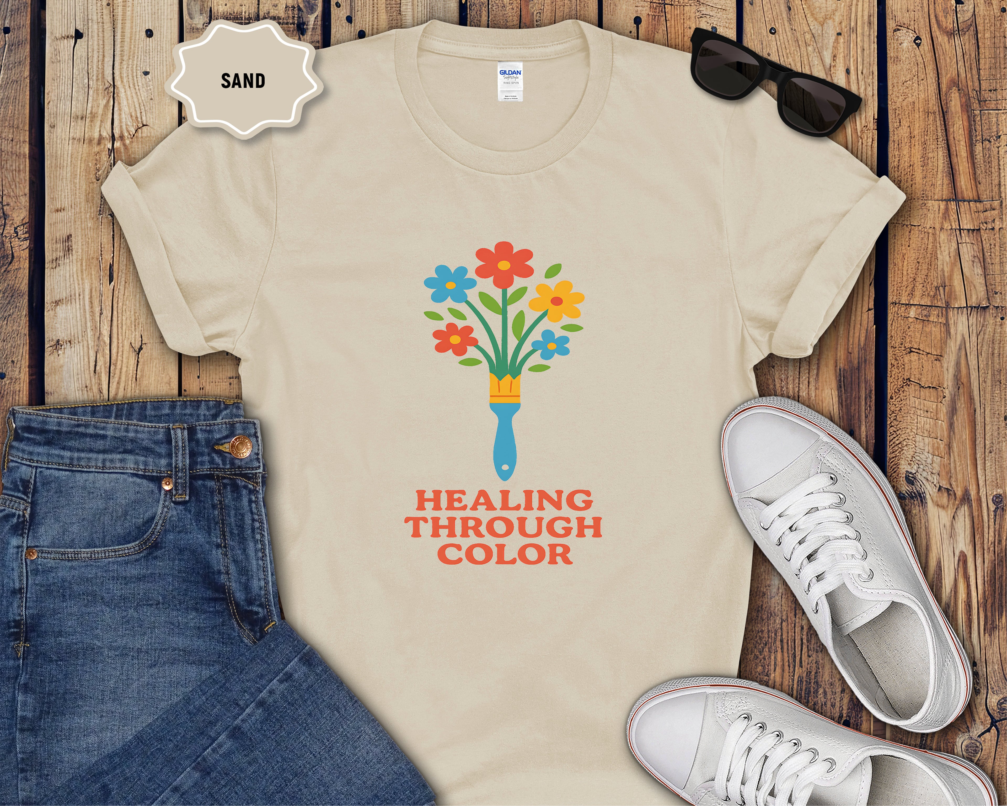 Healing Through Color Paintbrush Bouquet T-Shirt