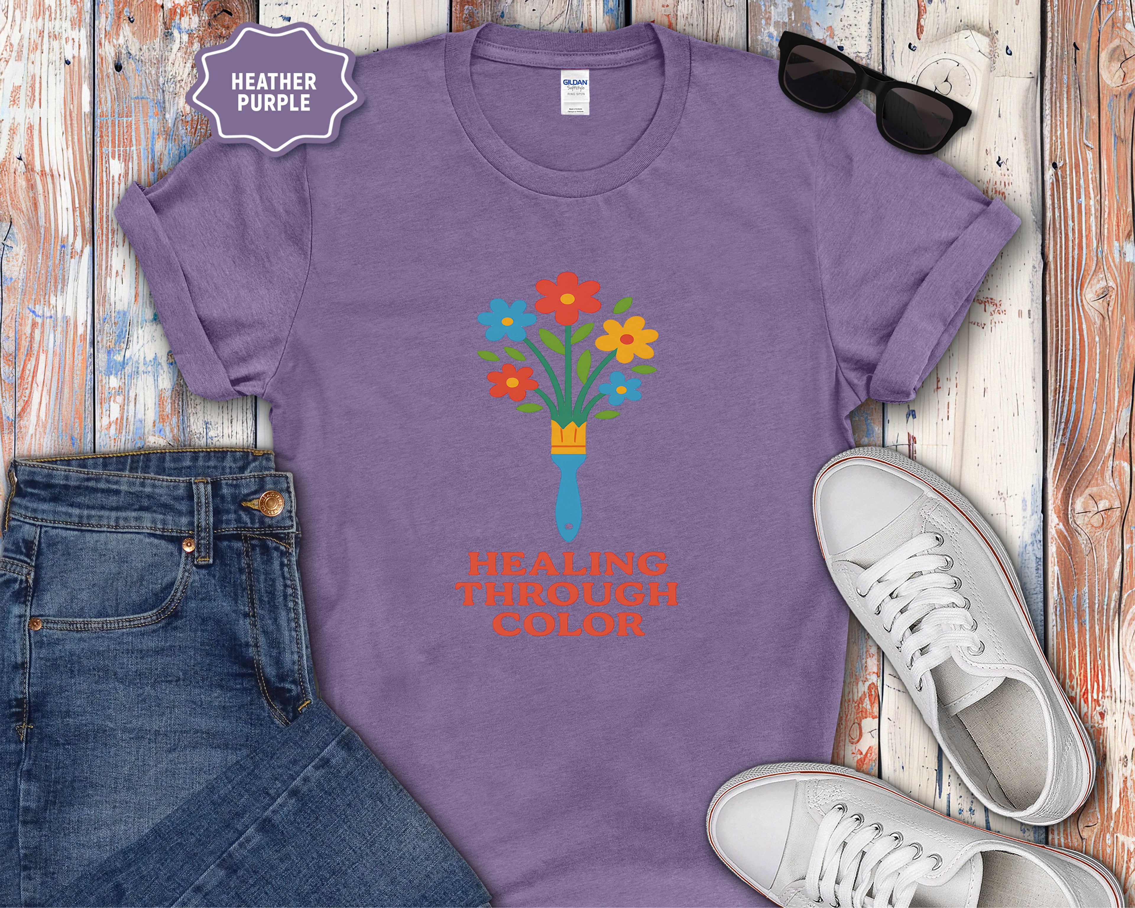 Healing Through Color Paintbrush Bouquet T-Shirt