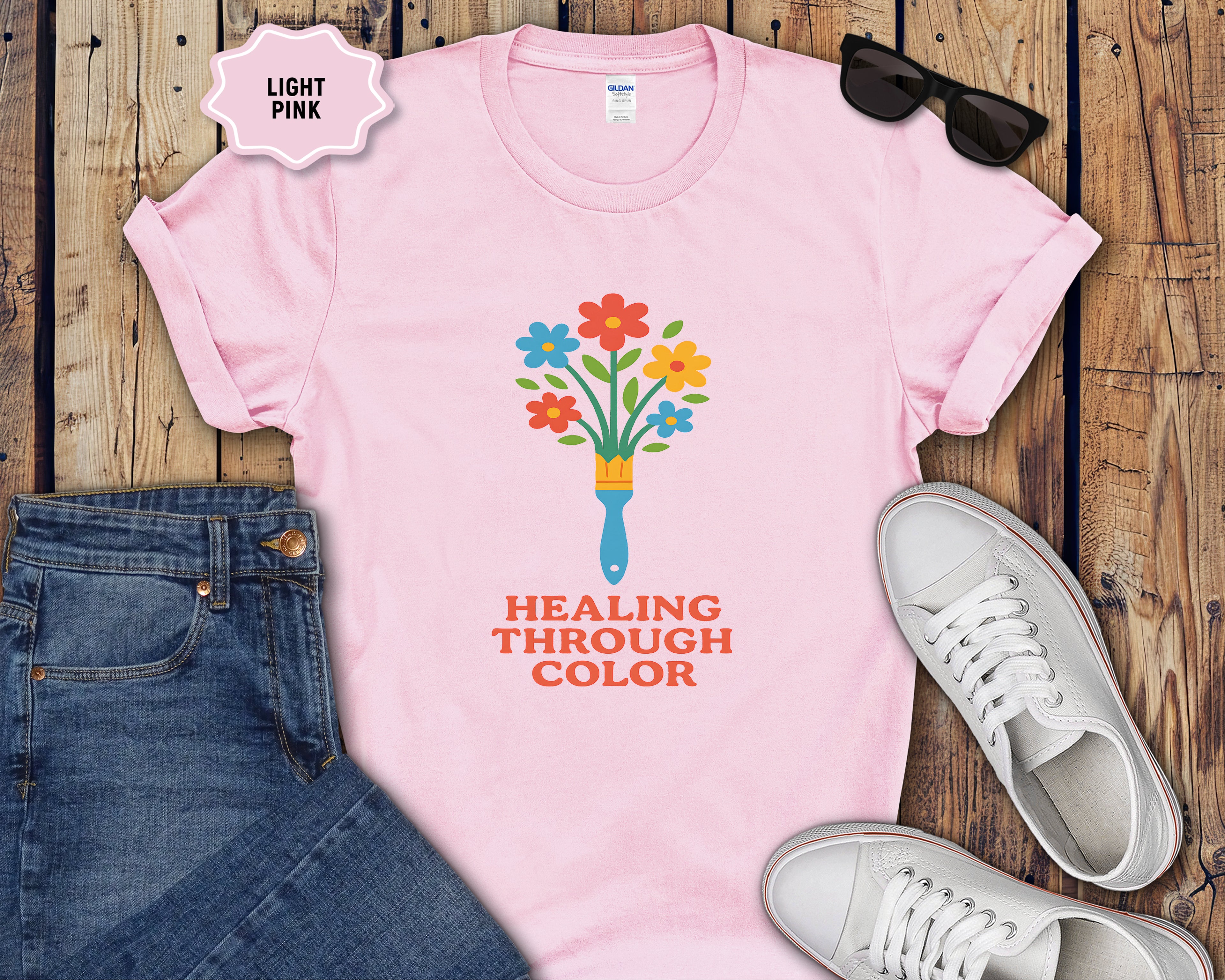 Healing Through Color Paintbrush Bouquet T-Shirt