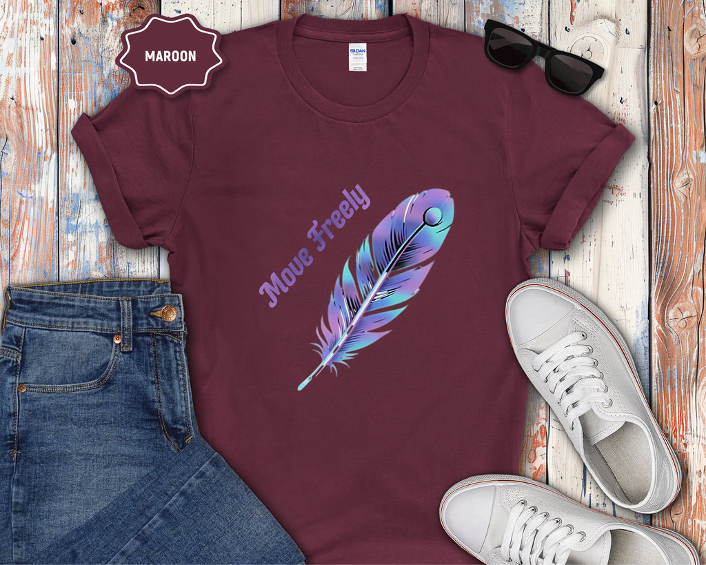 Colorful Peacock Feather Move Freely T-Shirt