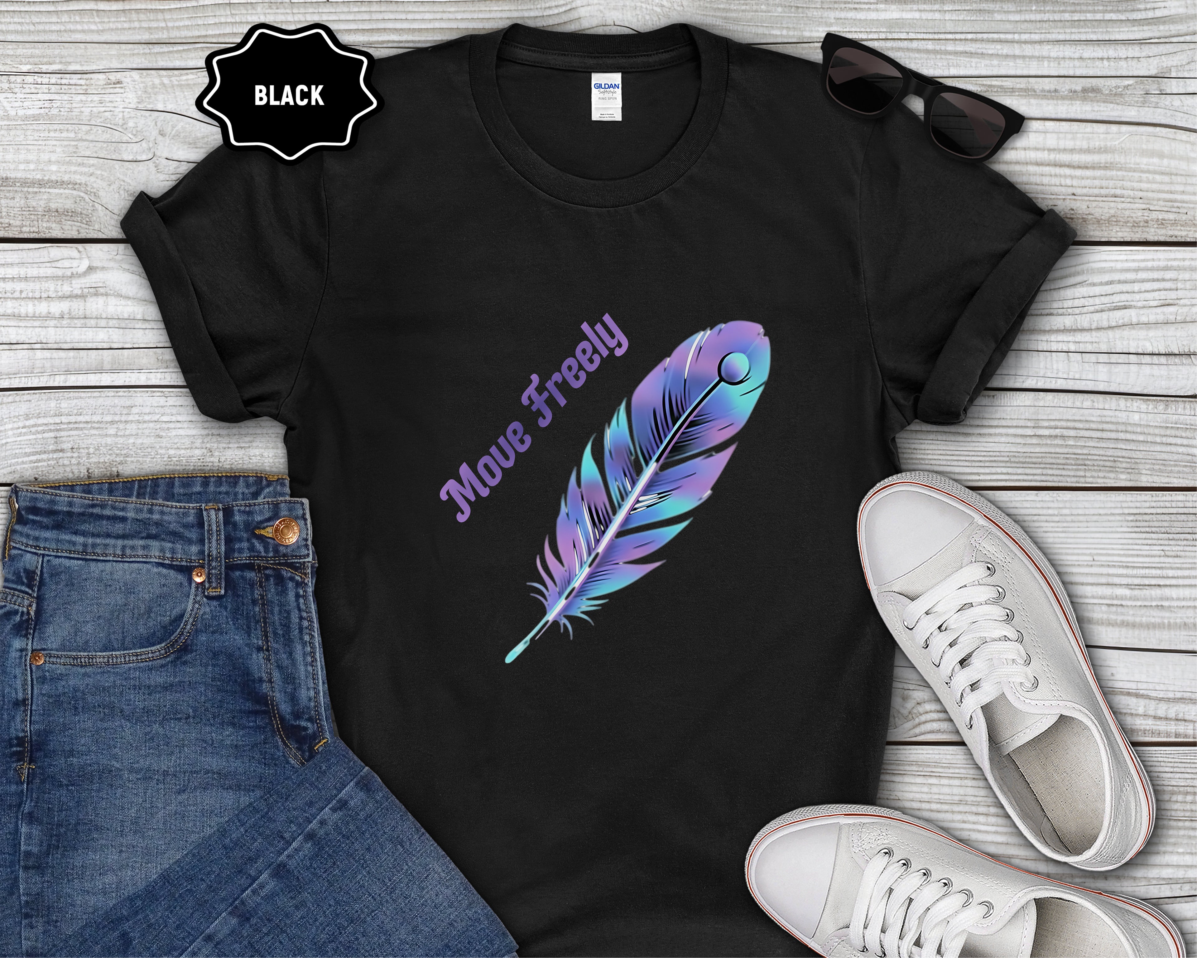 Colorful Peacock Feather Move Freely T-Shirt