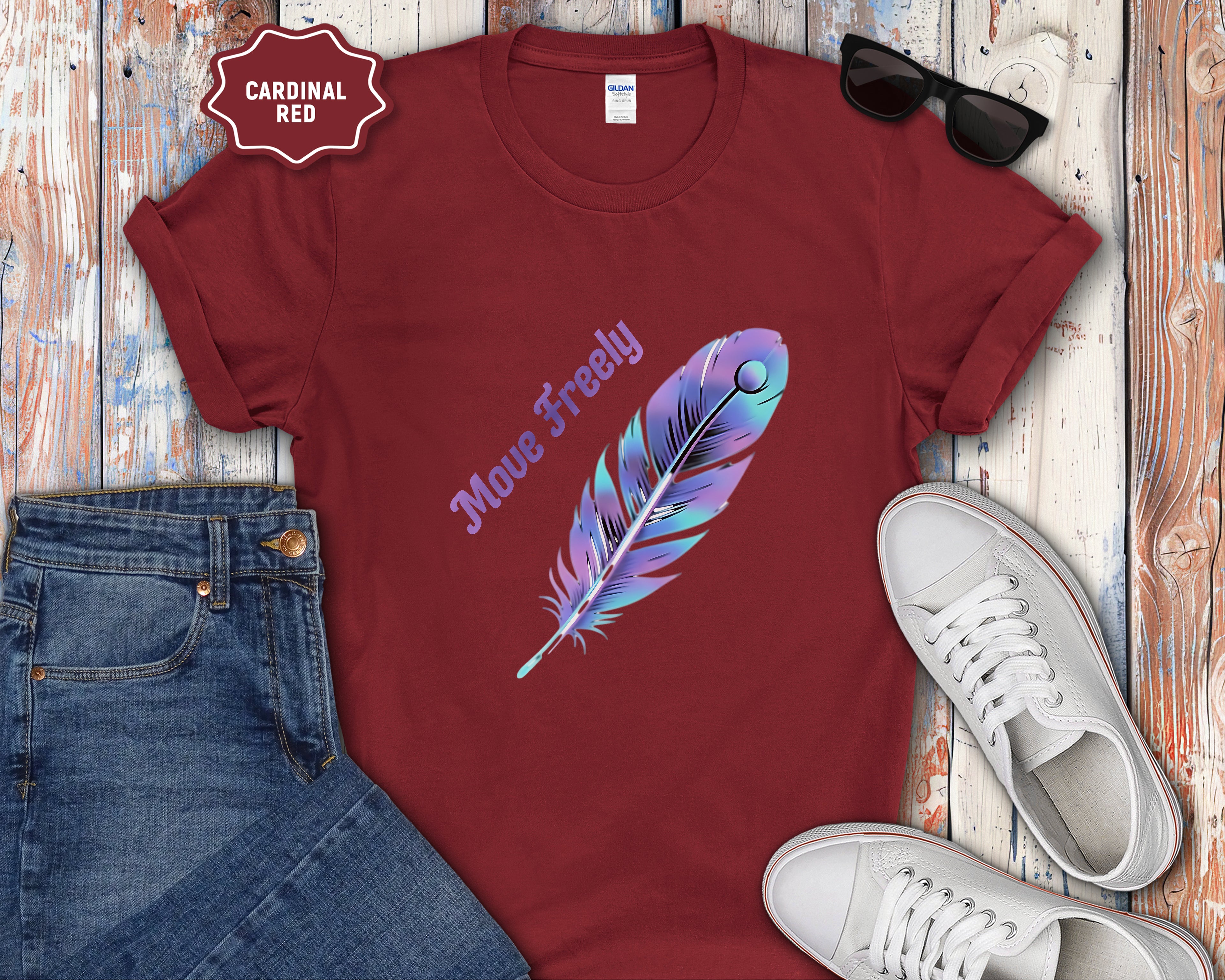 Colorful Peacock Feather Move Freely T-Shirt