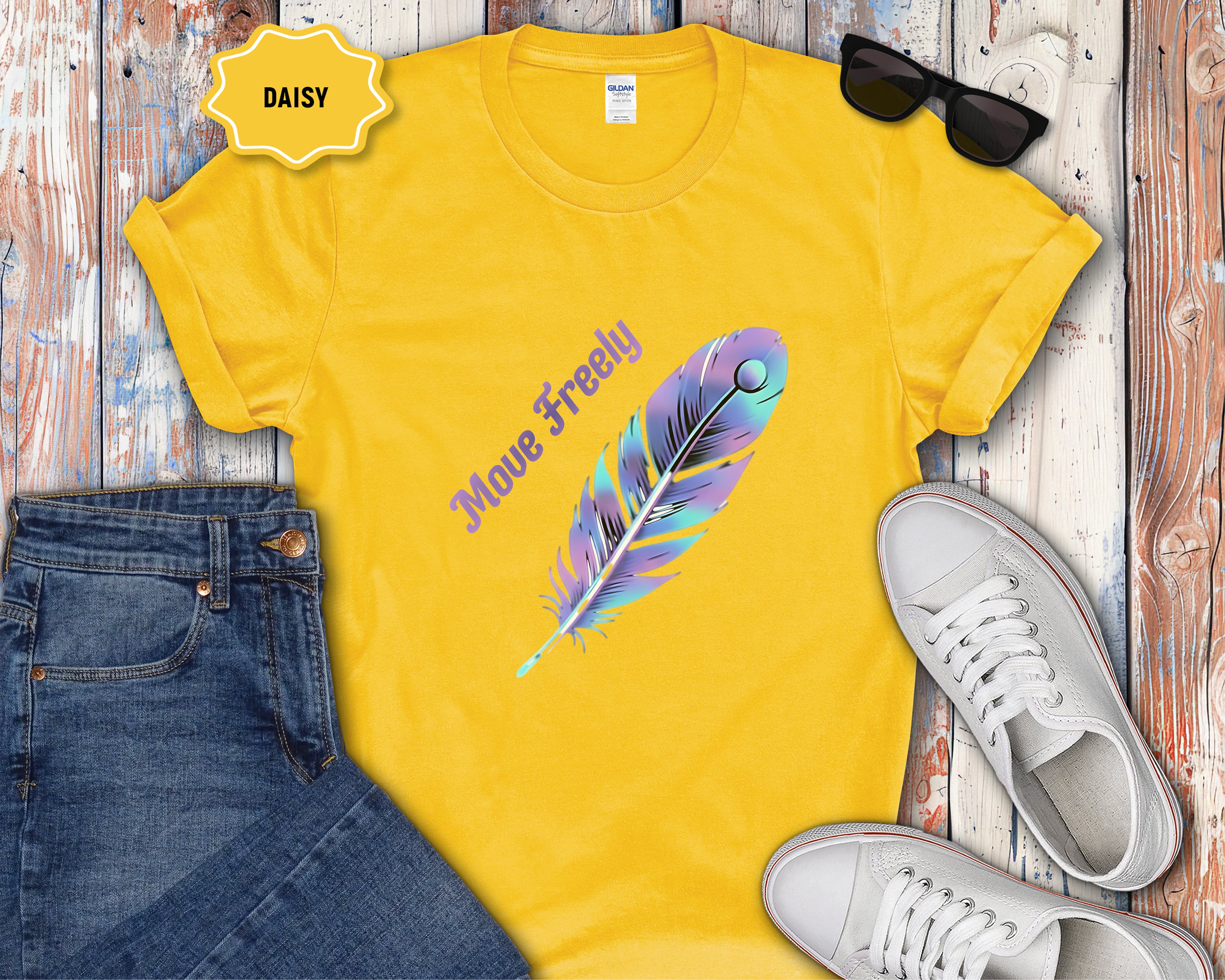 Colorful Peacock Feather Move Freely T-Shirt