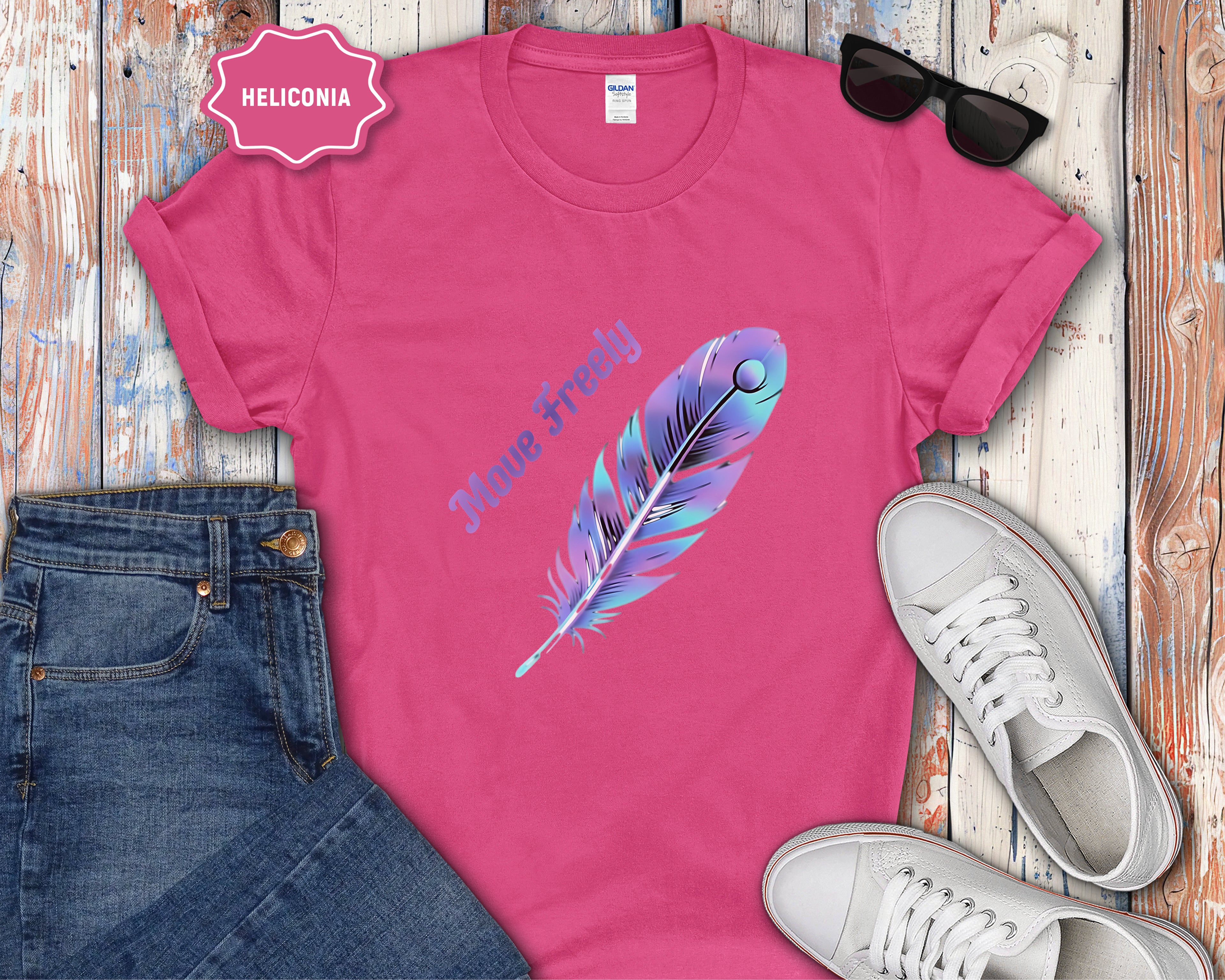 Colorful Peacock Feather Move Freely T-Shirt
