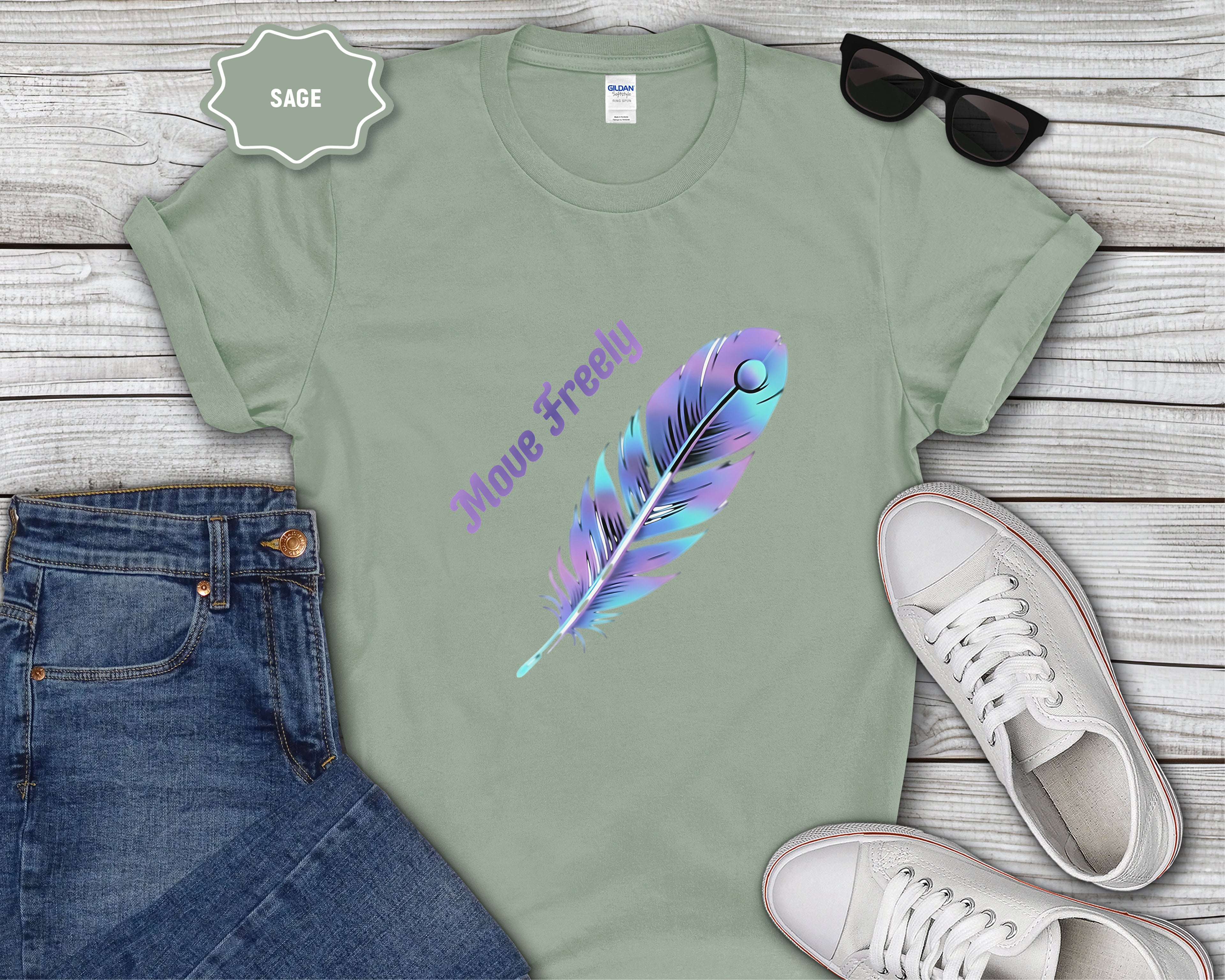 Colorful Peacock Feather Move Freely T-Shirt