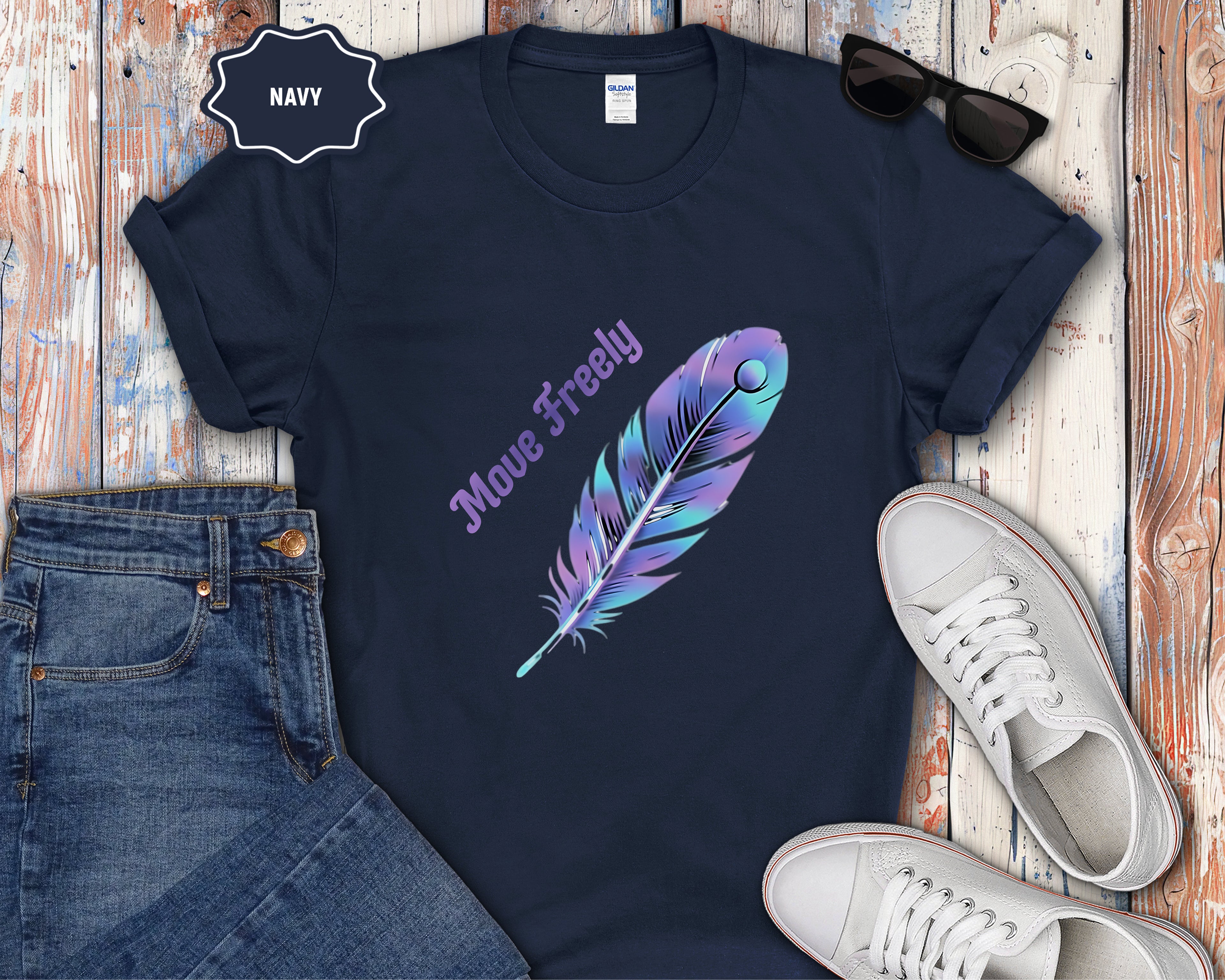 Colorful Peacock Feather Move Freely T-Shirt