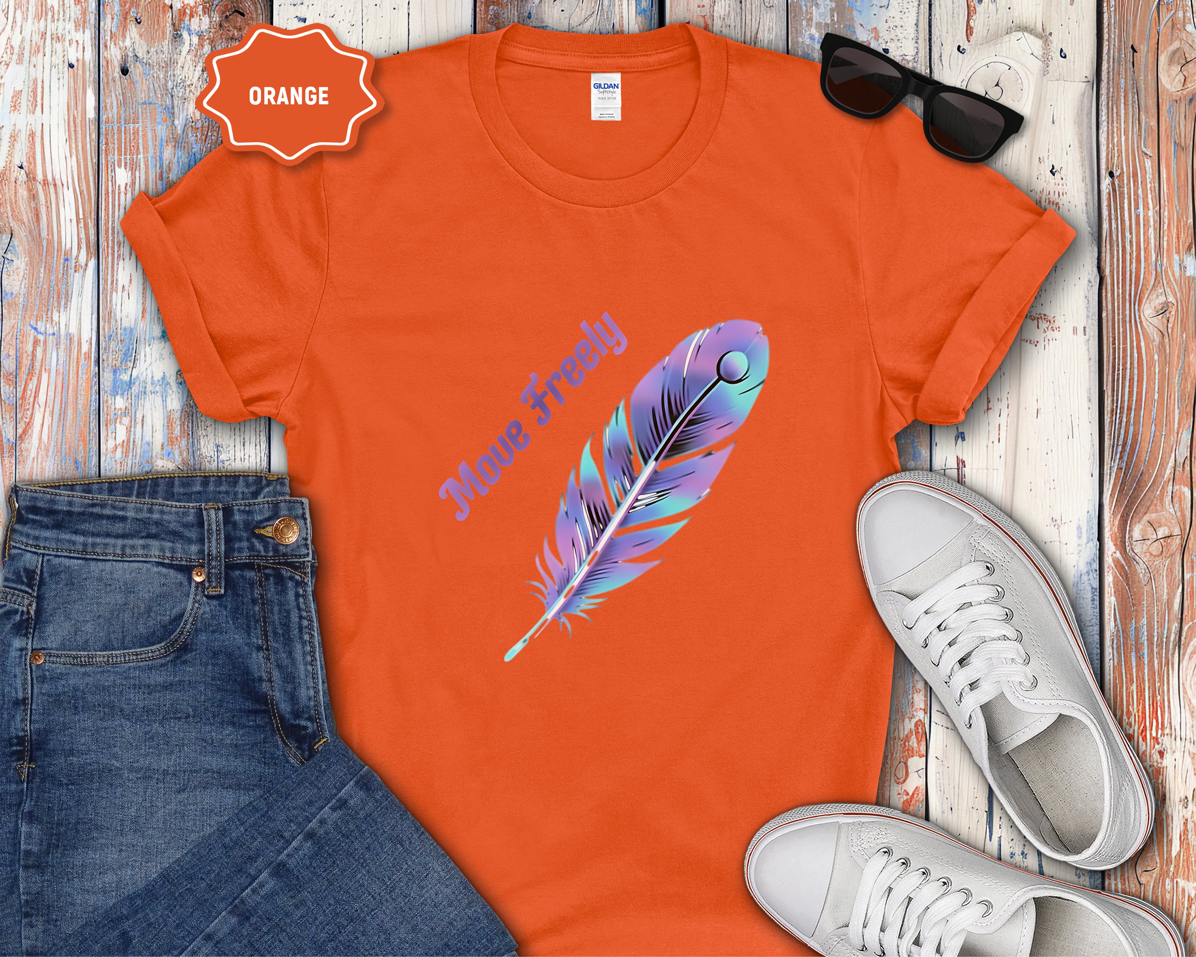 Colorful Peacock Feather Move Freely T-Shirt