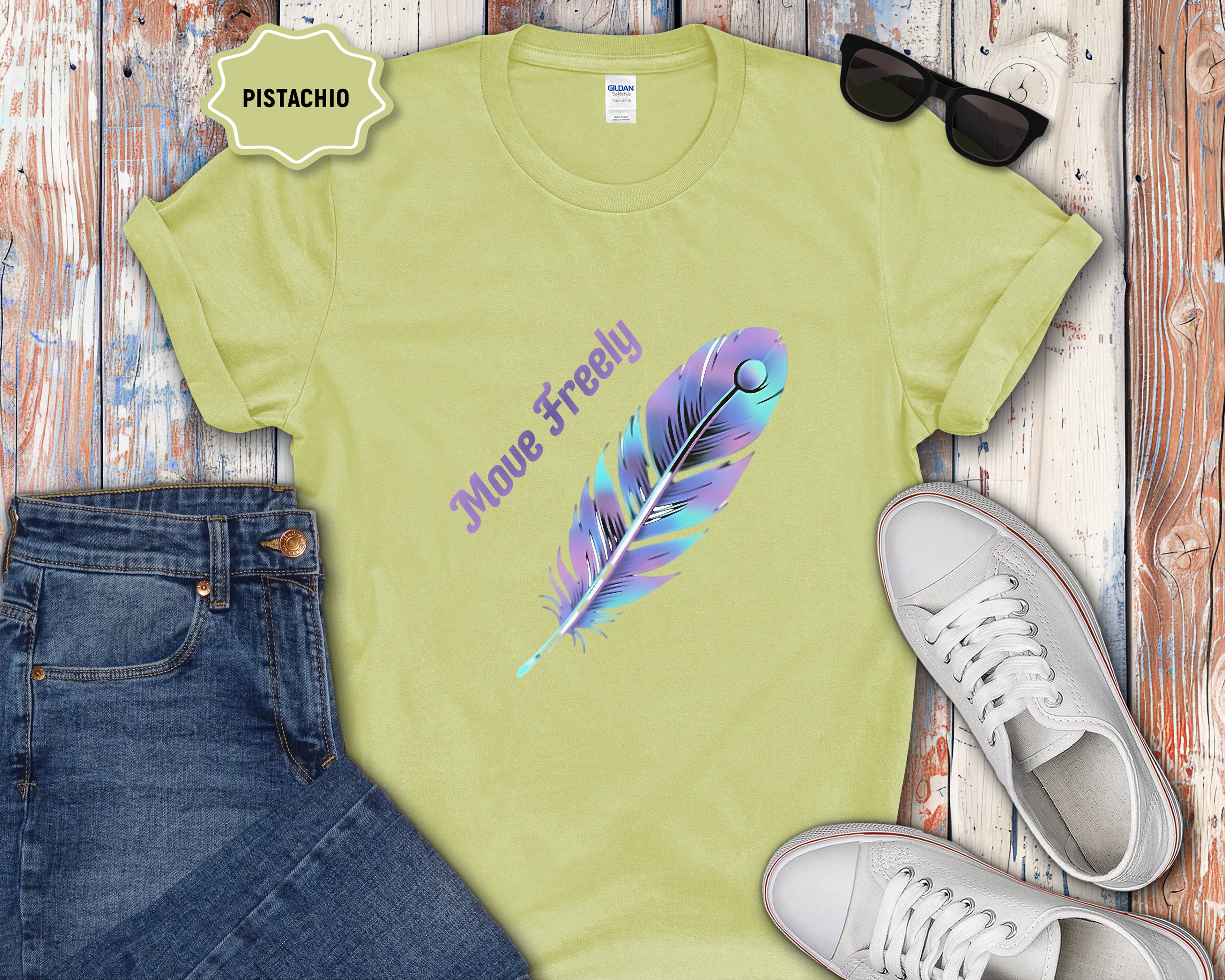 Colorful Peacock Feather Move Freely T-Shirt
