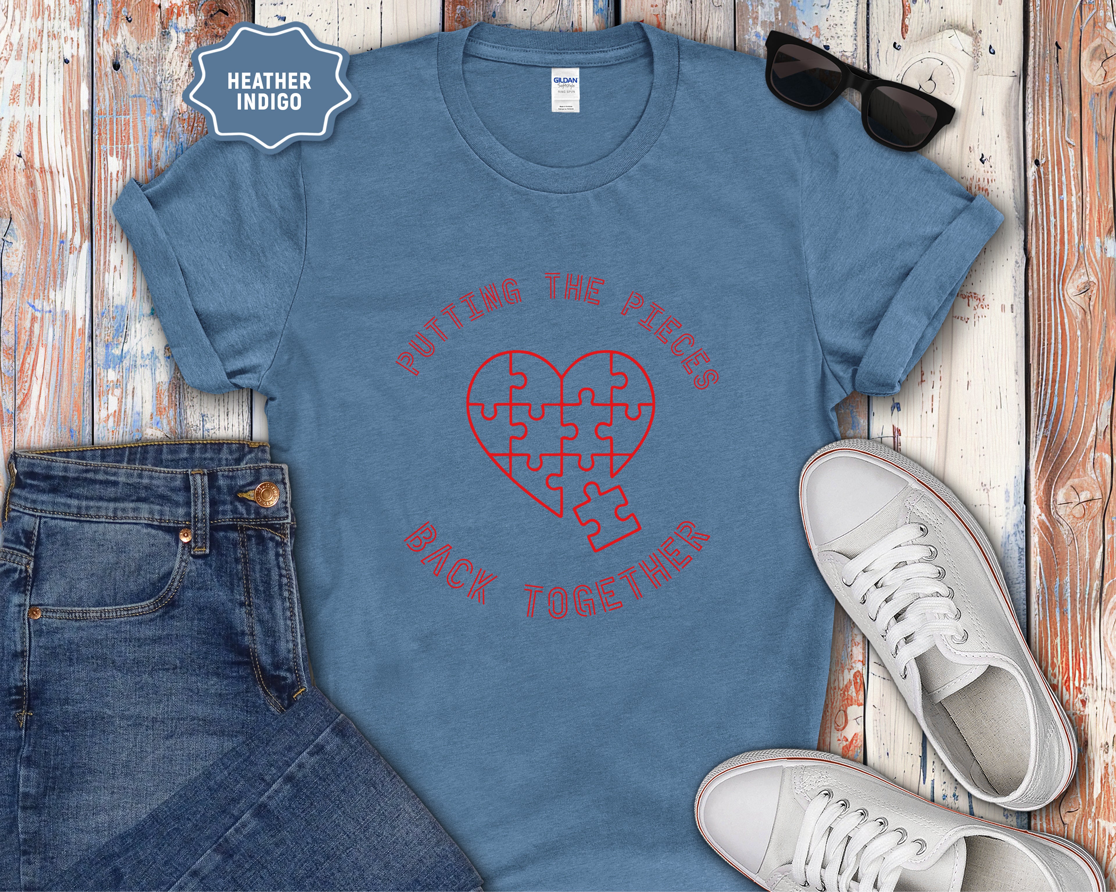 Heart puzzle "Putting the Pieces Back Together" T-Shirt