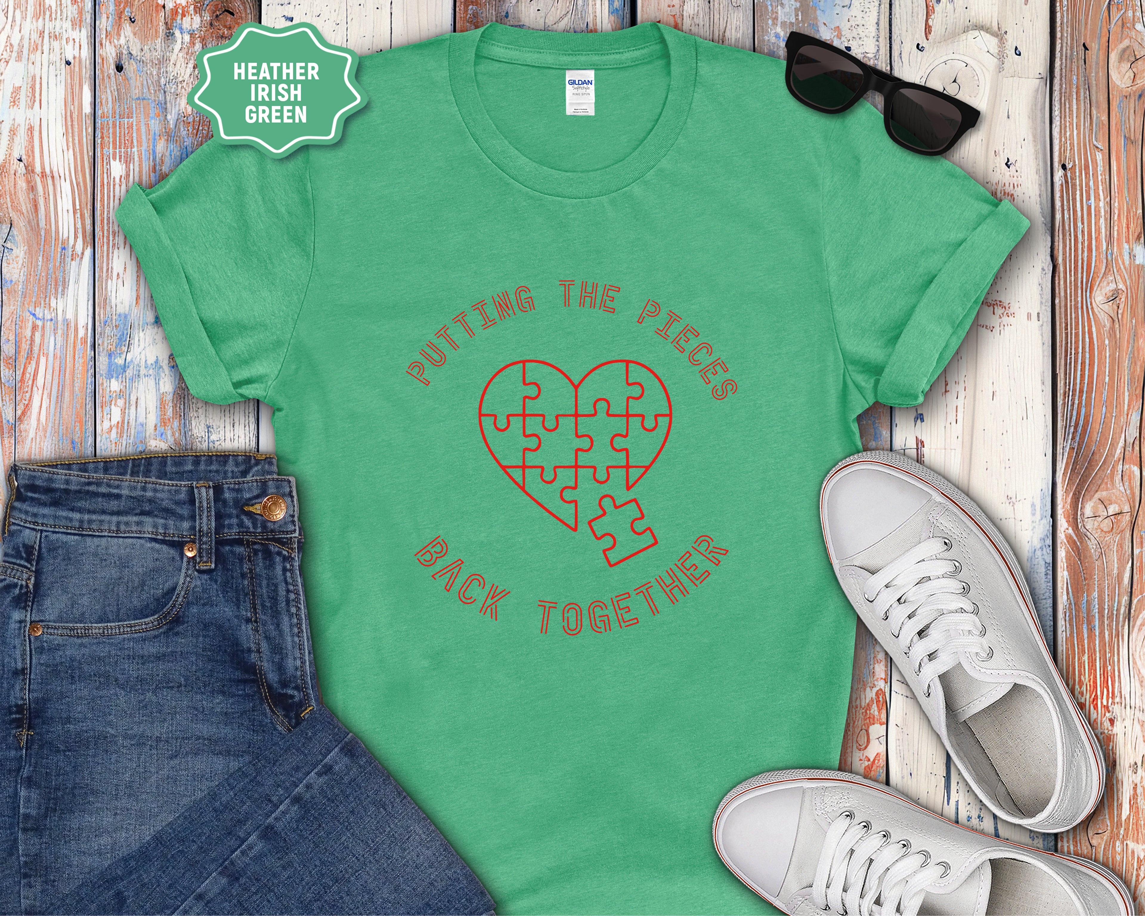 Heart puzzle "Putting the Pieces Back Together" T-Shirt