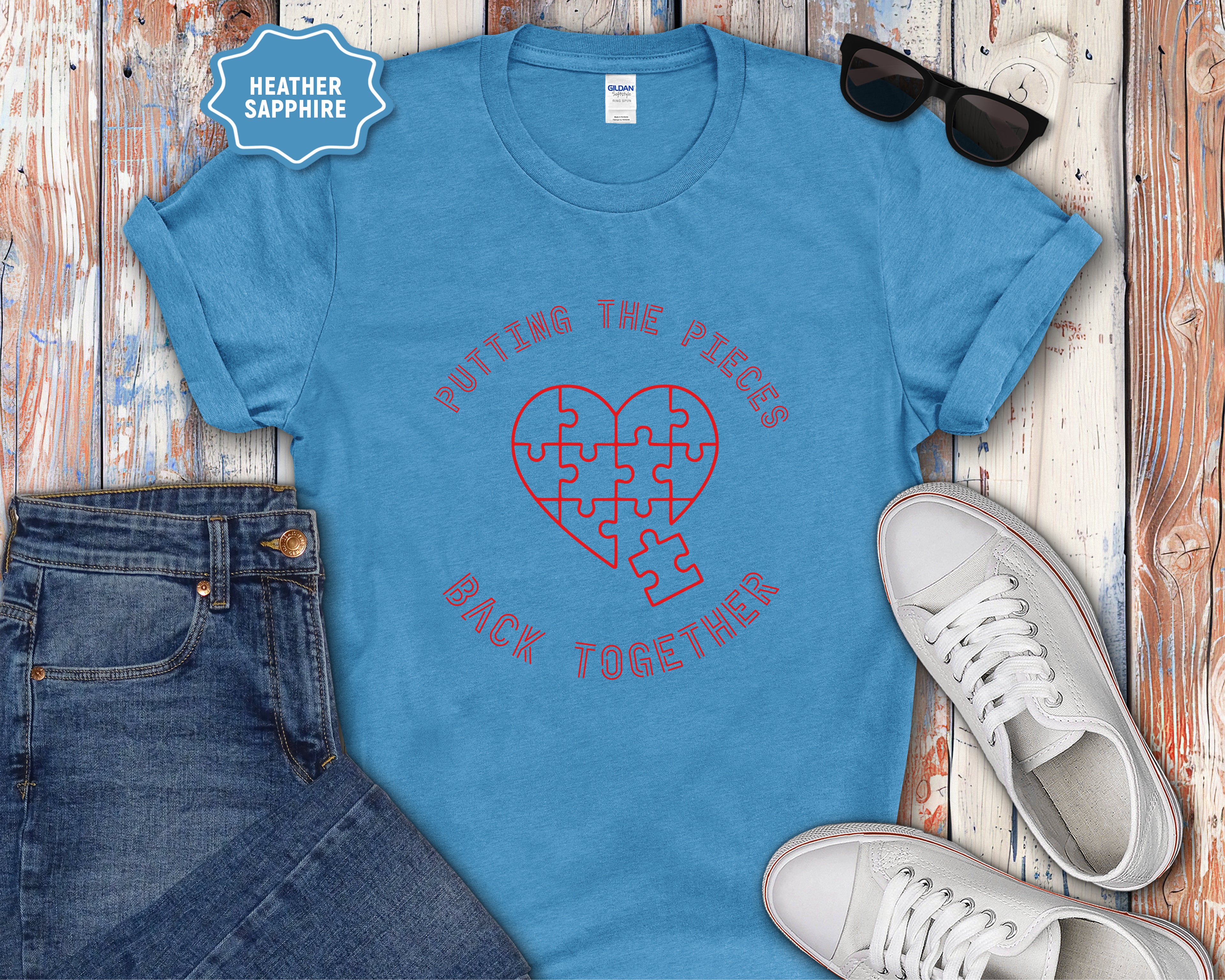 Heart puzzle "Putting the Pieces Back Together" T-Shirt