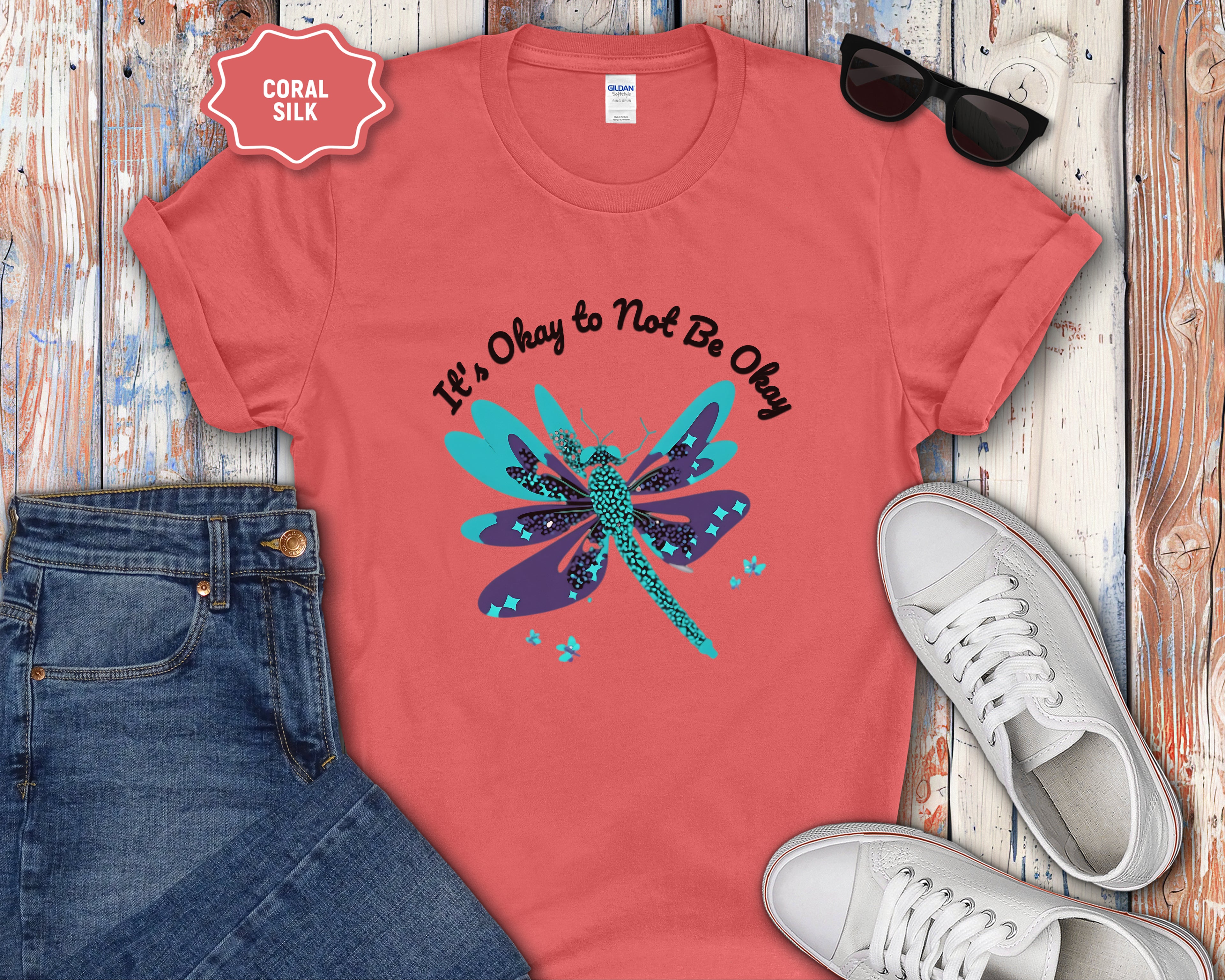 Its Okay to Not Be Okay dragonfly T-Shirt
