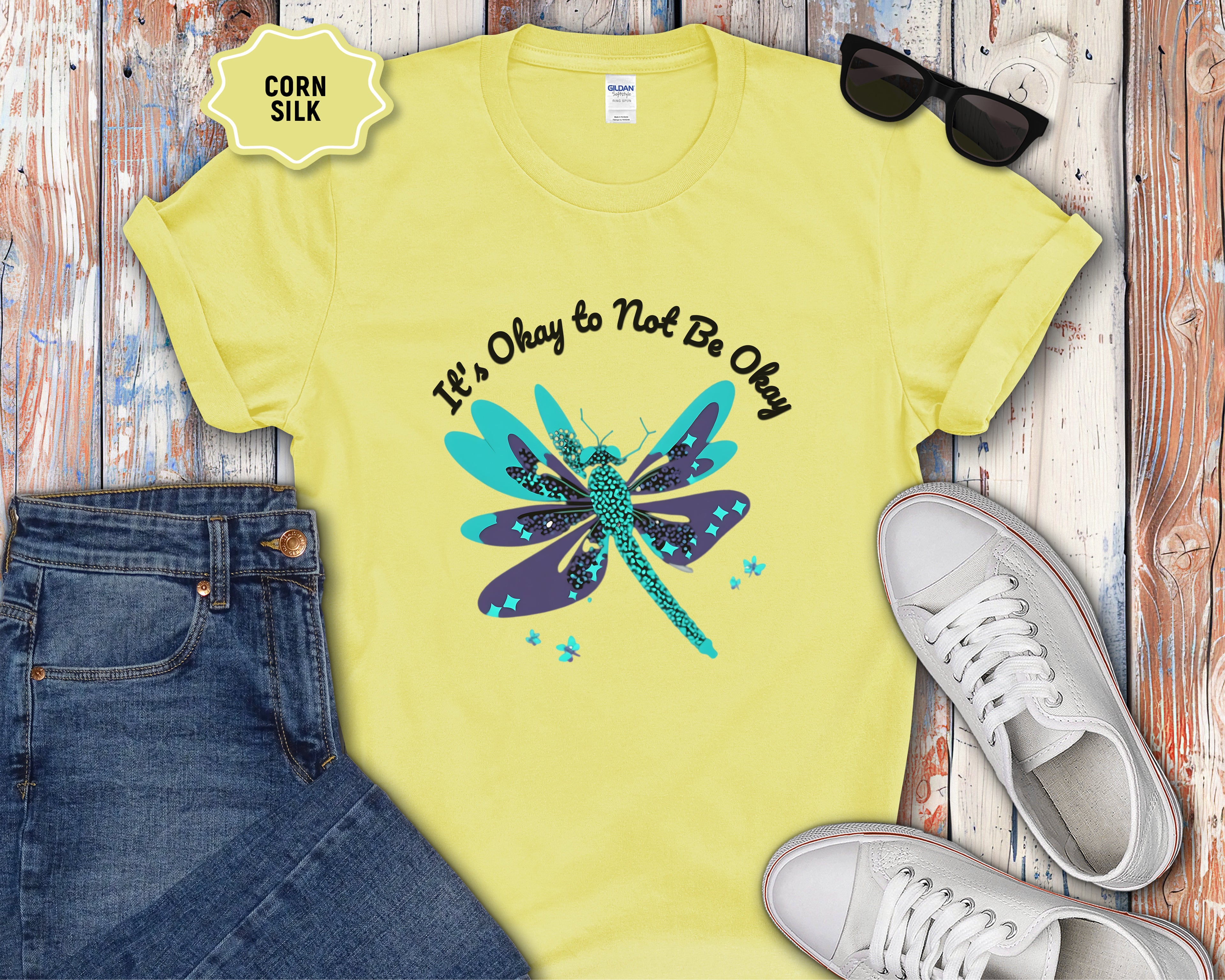 Its Okay to Not Be Okay dragonfly T-Shirt