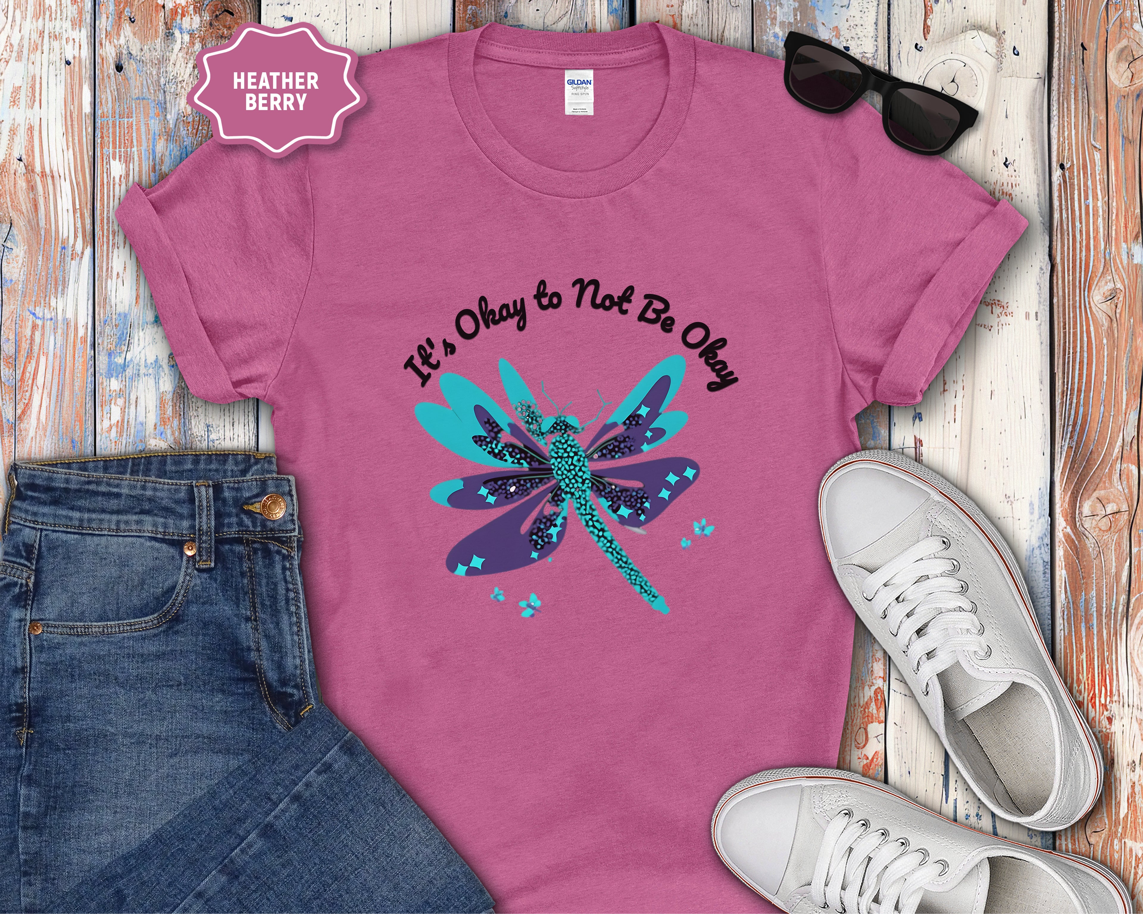 Its Okay to Not Be Okay dragonfly T-Shirt