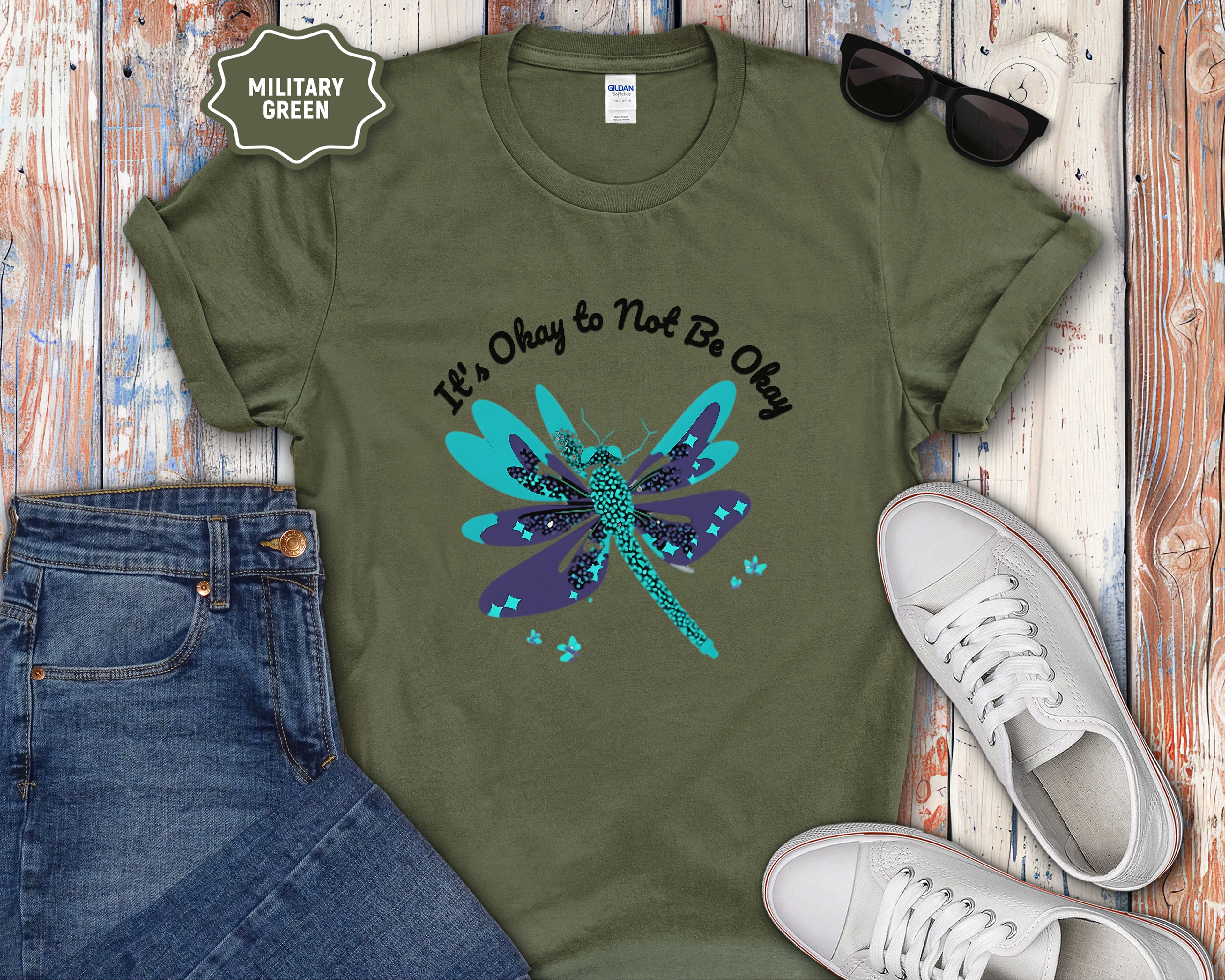 Its Okay to Not Be Okay dragonfly T-Shirt