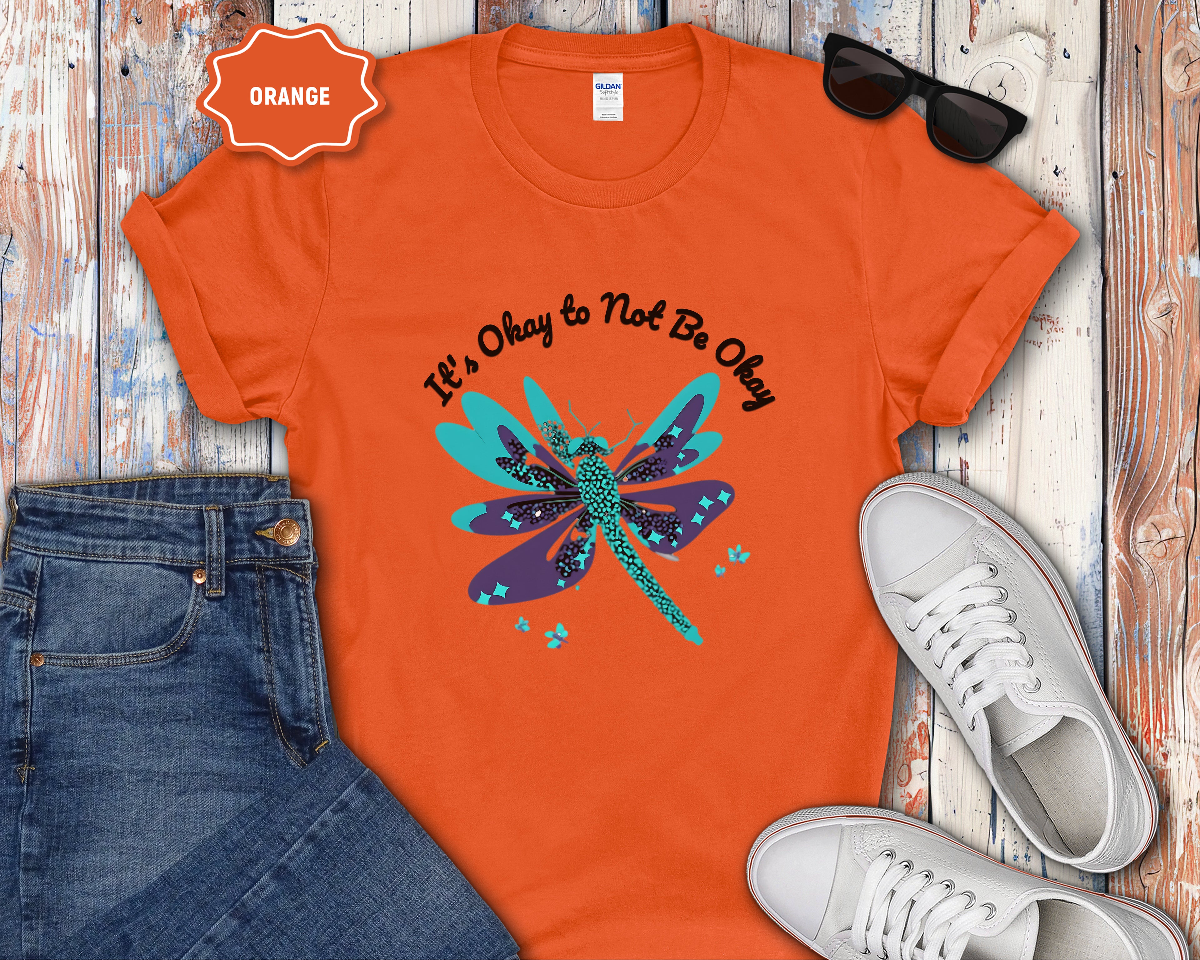 Its Okay to Not Be Okay dragonfly T-Shirt