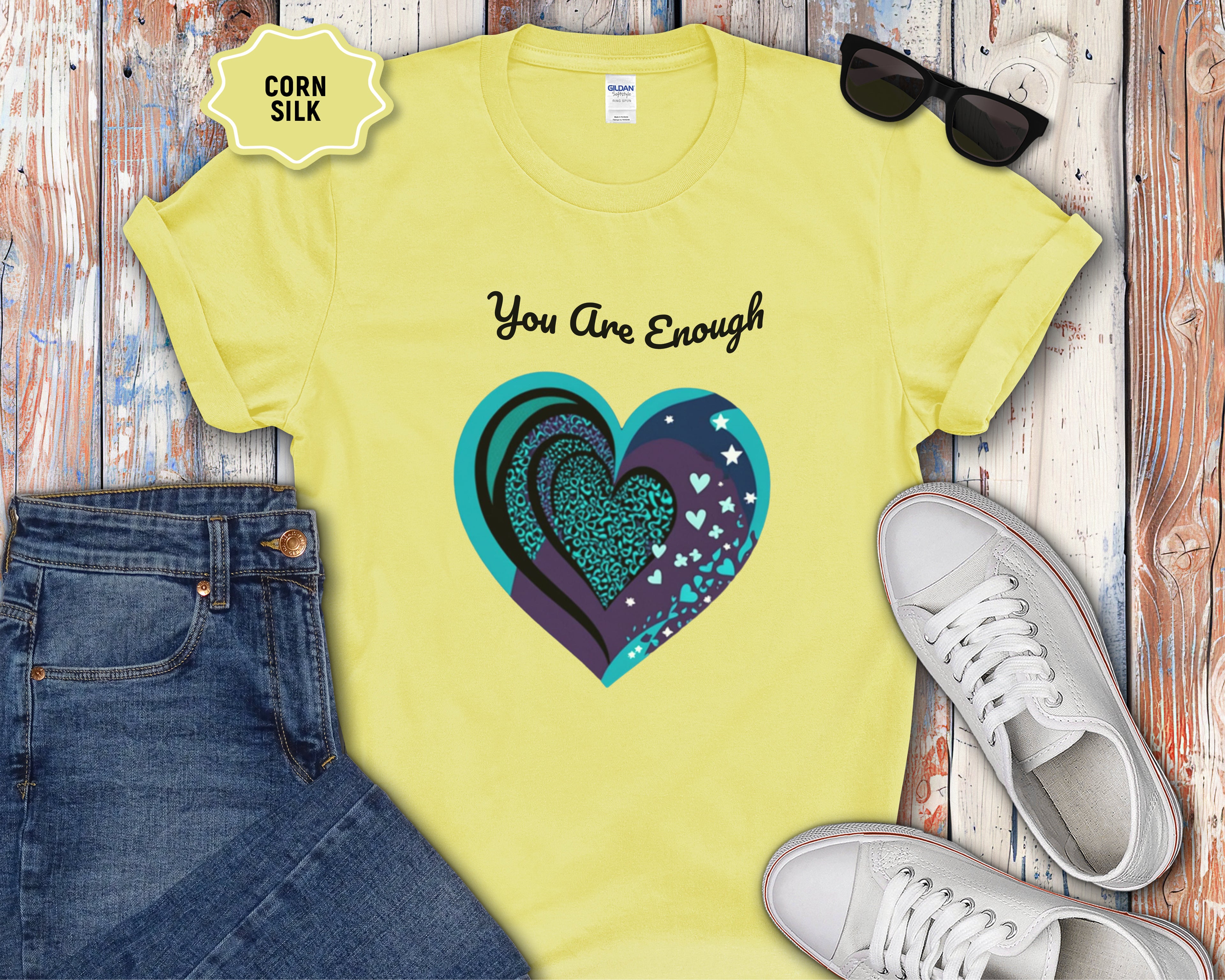 You Are Enough Heart Mental Health Tee