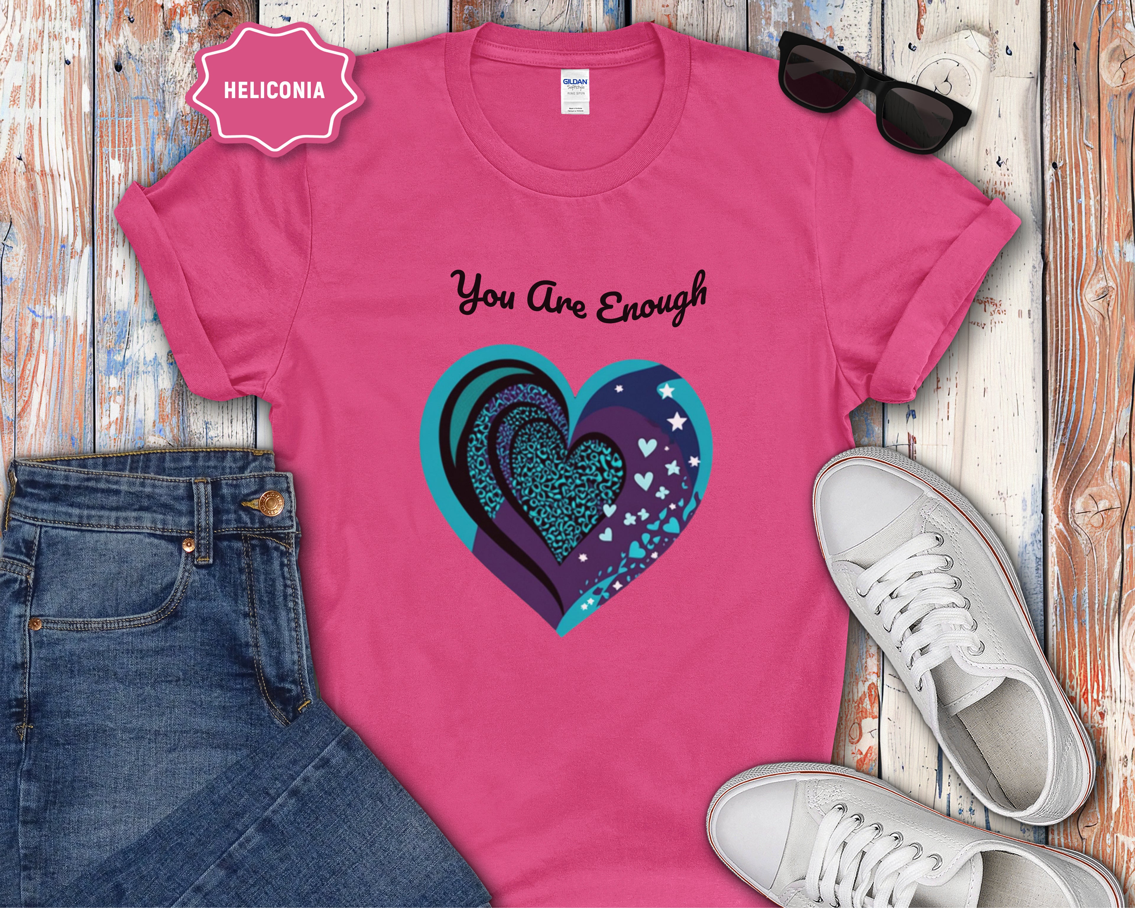 You Are Enough Heart Mental Health Tee