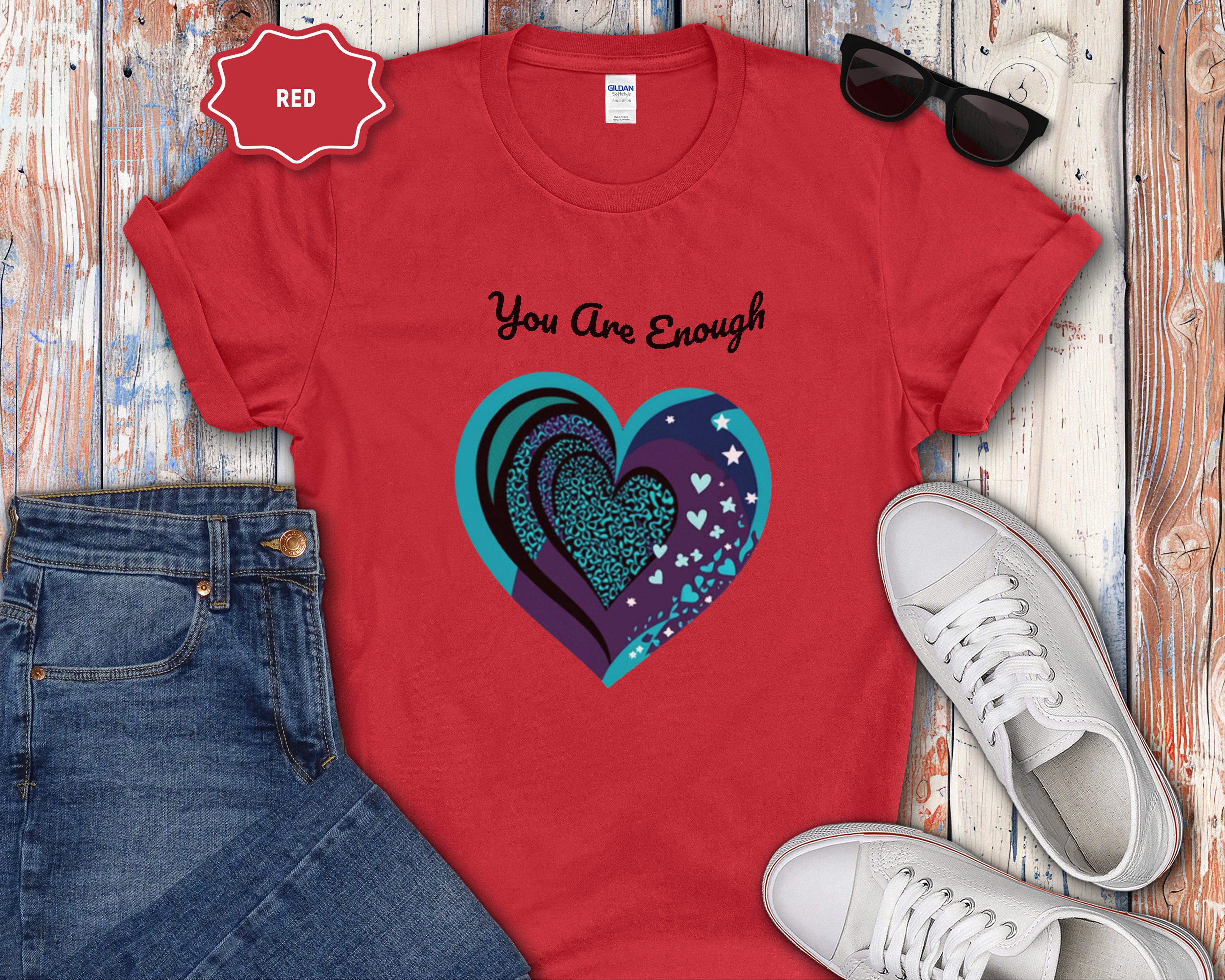 You Are Enough Heart Mental Health Tee