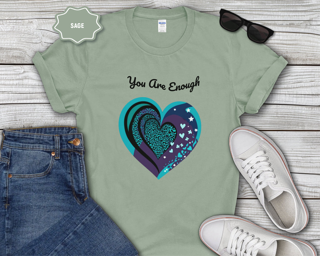 You Are Enough Heart Mental Health Tee