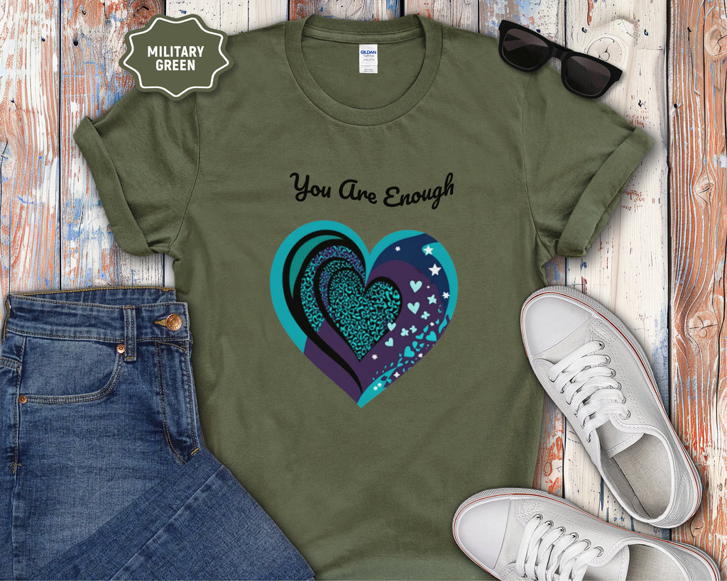 You Are Enough Heart Mental Health Tee