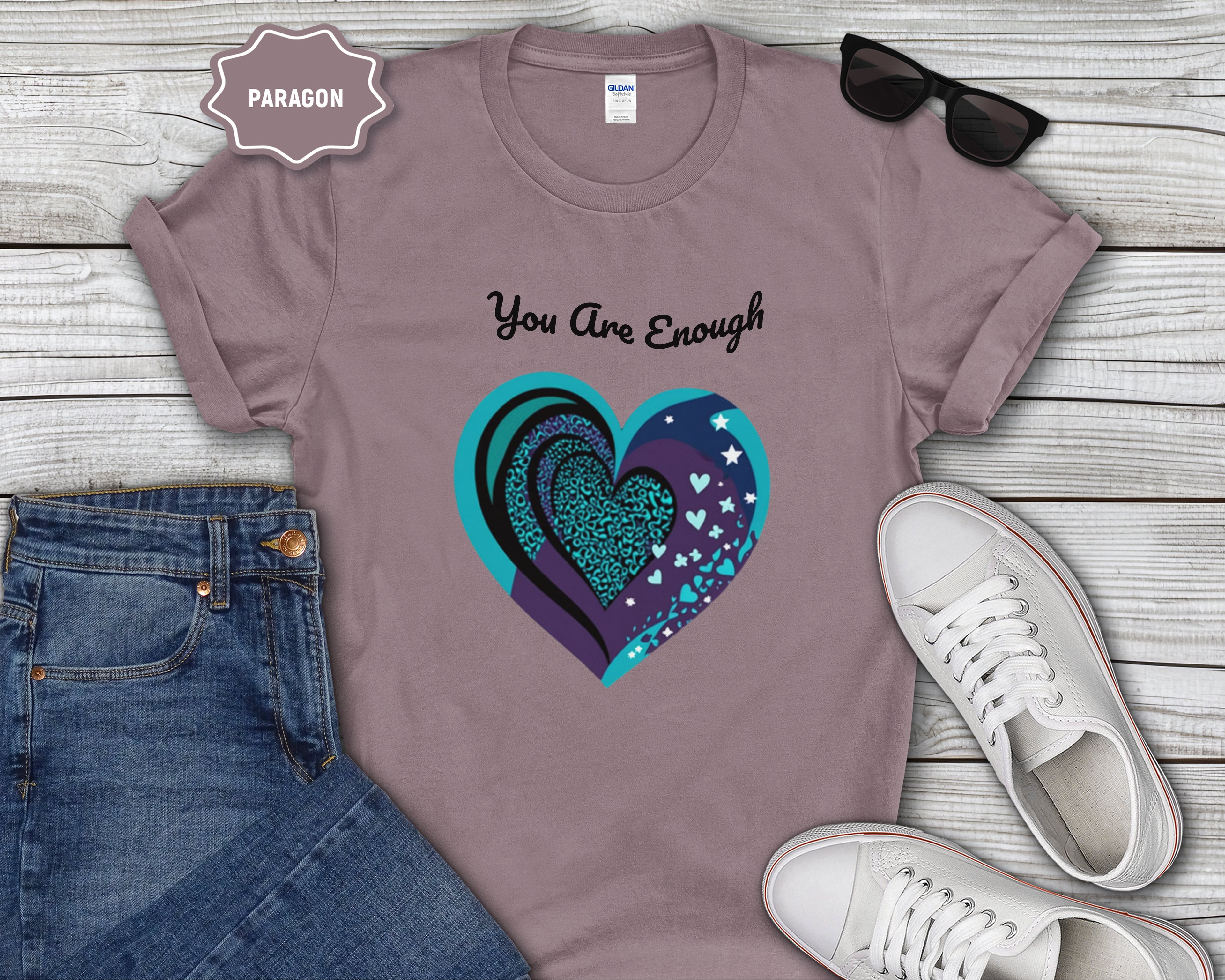You Are Enough Heart Mental Health Tee
